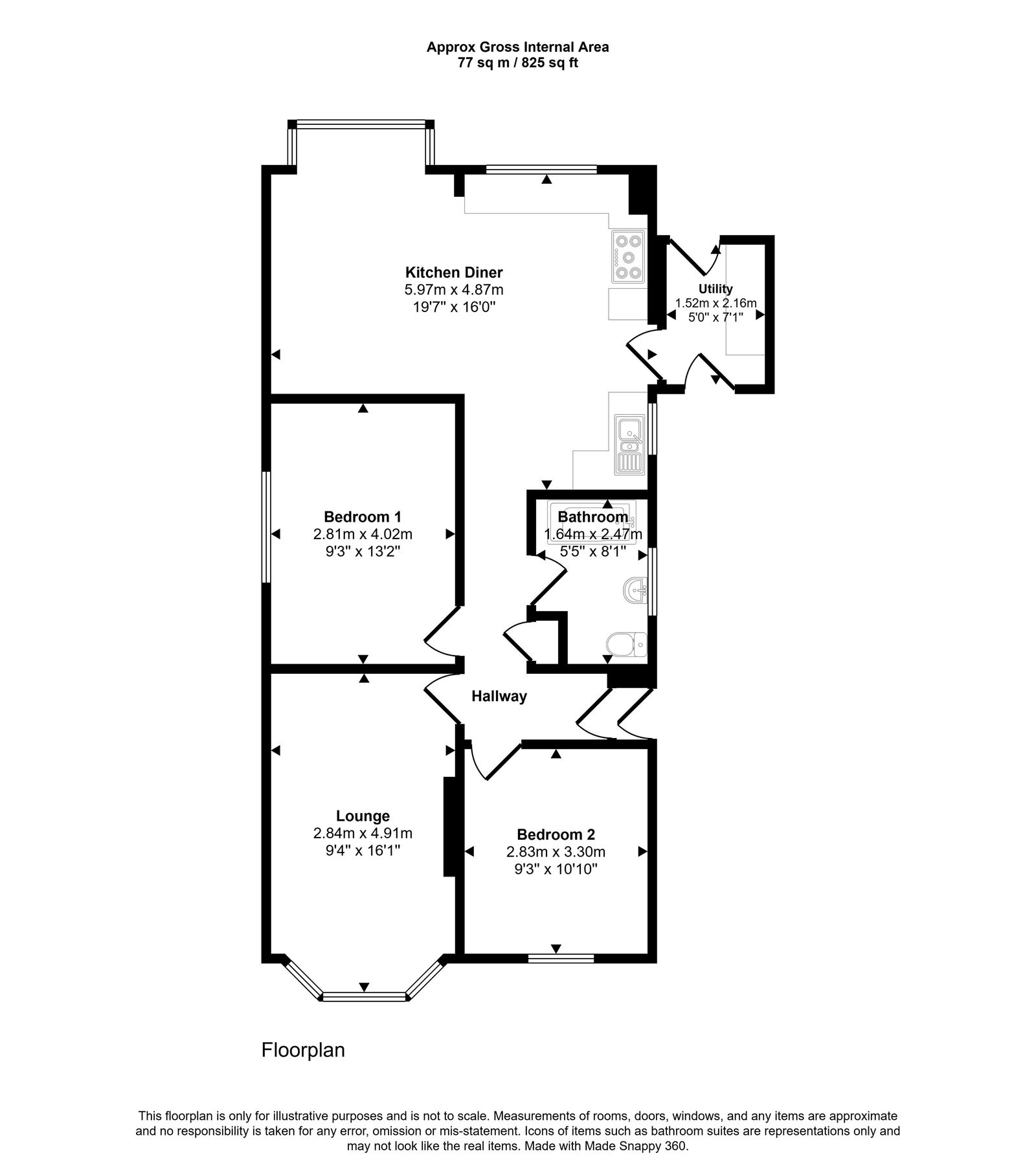 2 bed bungalow for sale in Gillian Drive, Rhyl - Property floorplan