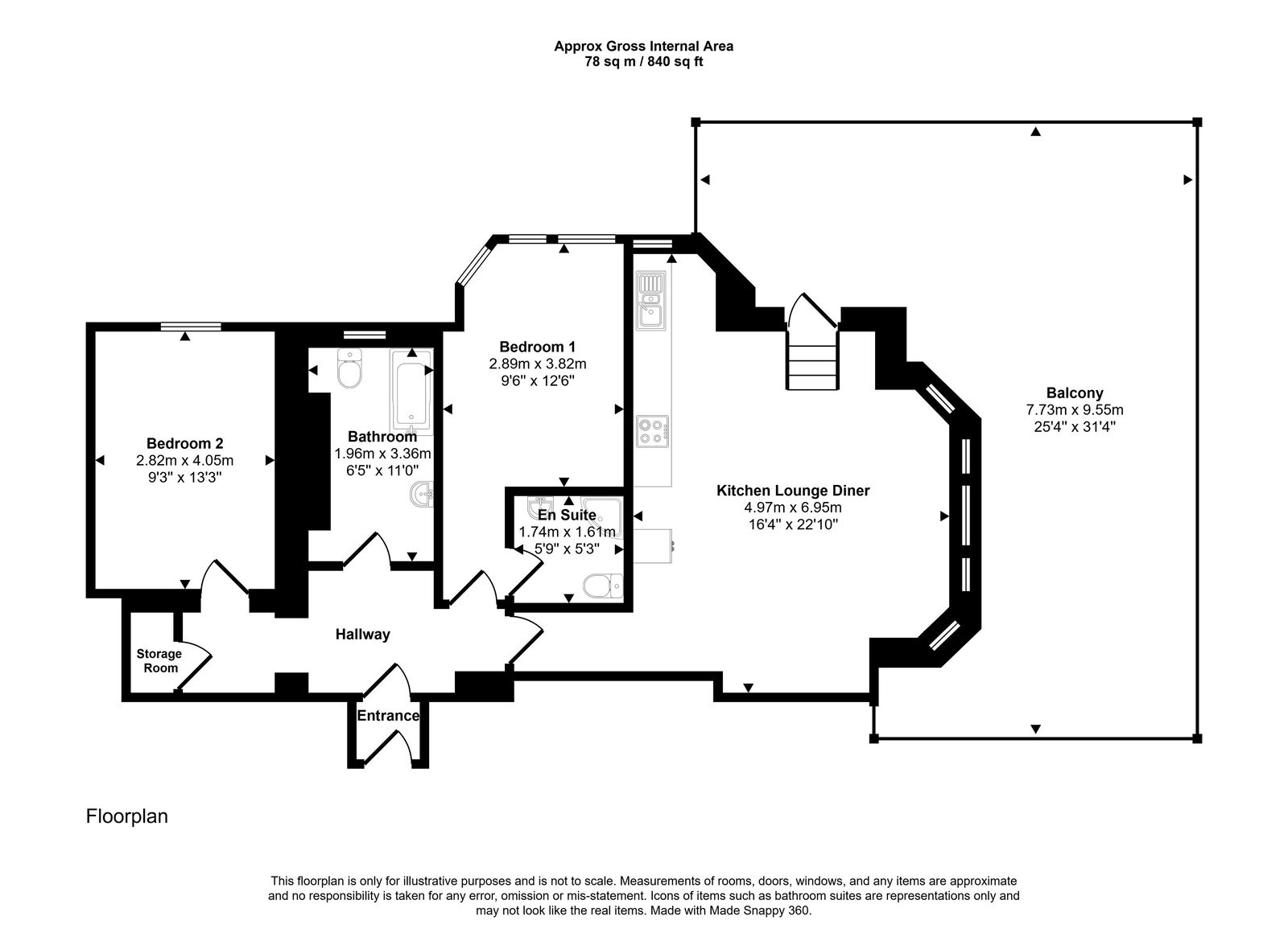 2 bed ground floor flat for sale in West Parade, Rhyl - Property floorplan