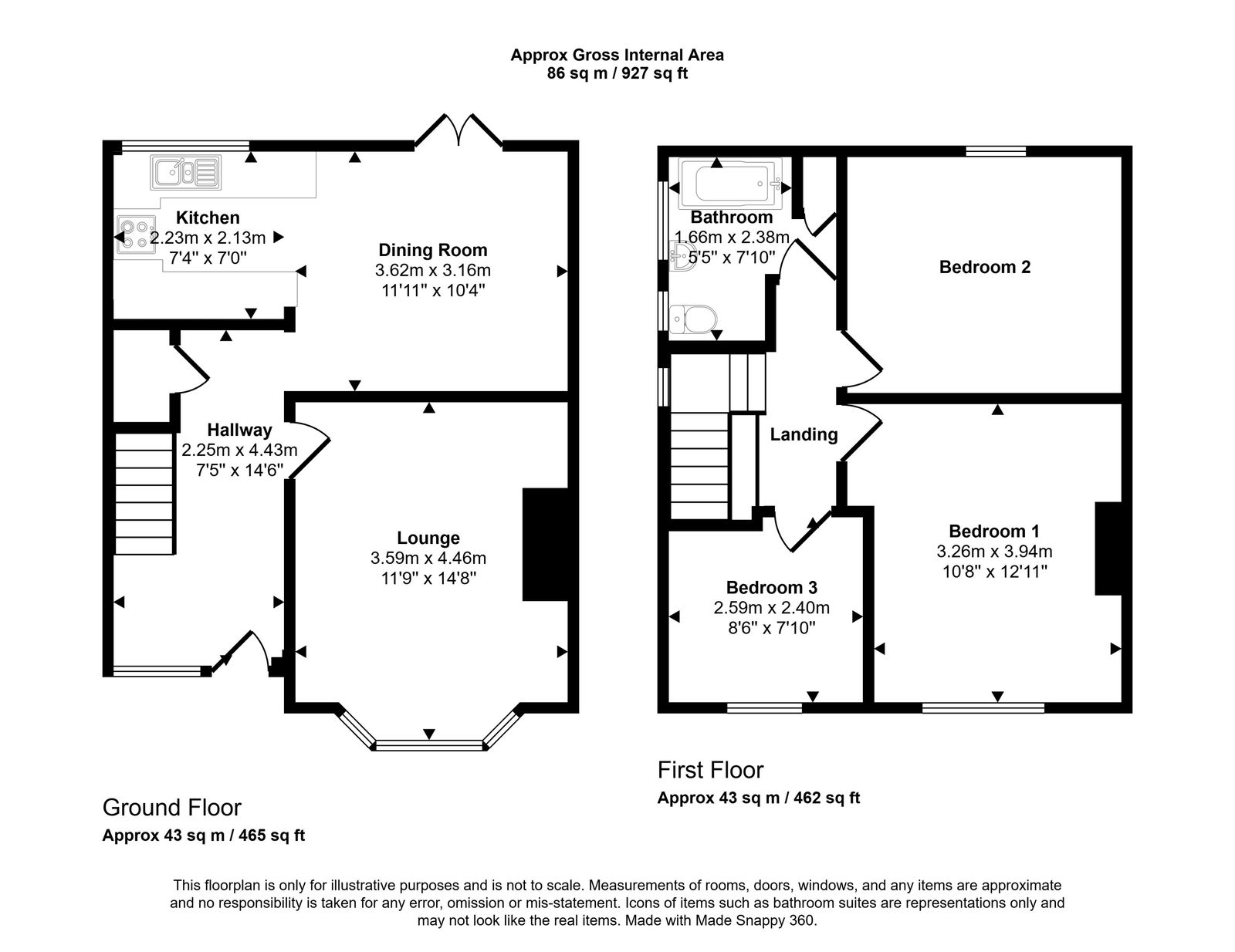 3 bed semi-detached house for sale in Oakville Avenue, Rhyl - Property floorplan