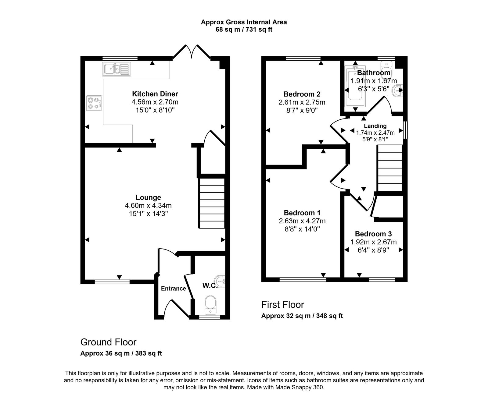 3 bed terraced house for sale in Ffordd Pant Y Celyn, Prestatyn - Property floorplan