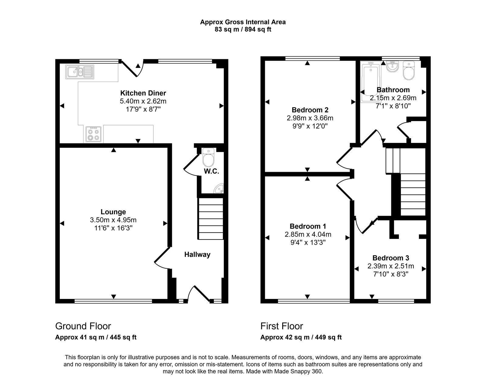 3 bed end of terrace house for sale in Brookdale Road, Rhyl - Property floorplan