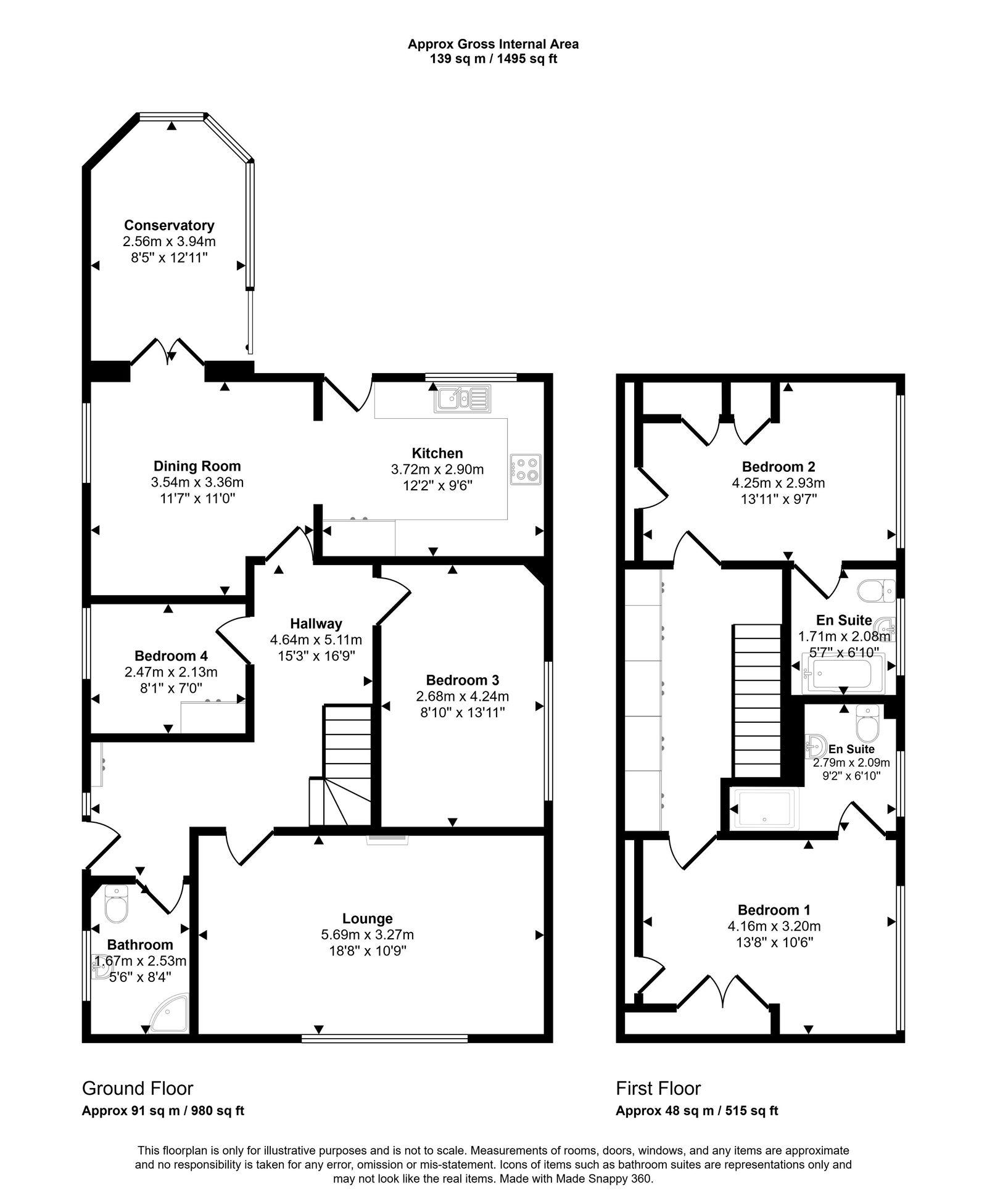 4 bed detached house for sale in Bryn Cwnin Road, Rhyl - Property floorplan