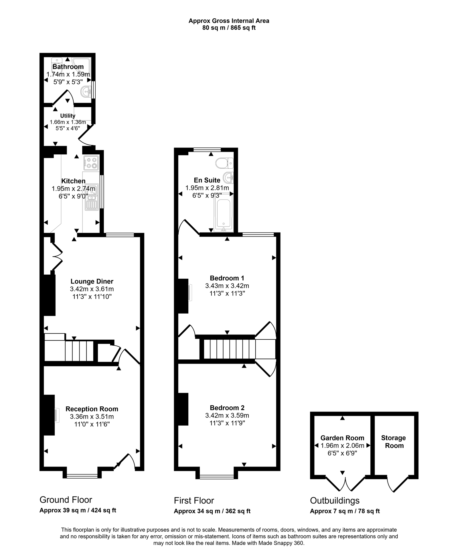 2 bed terraced house for sale in Princes Road, Rhyl - Property floorplan