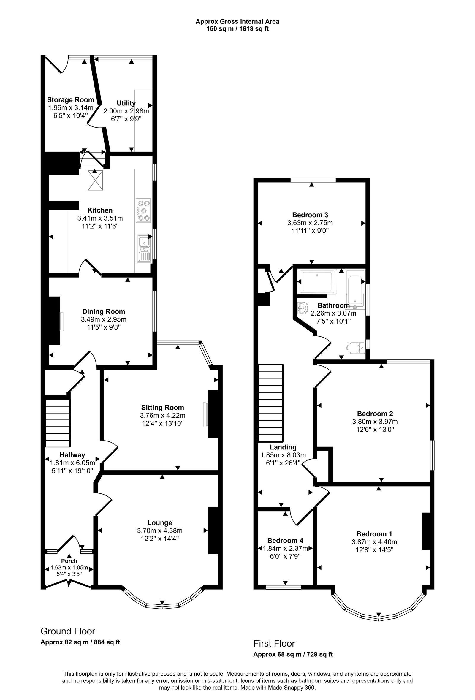 4 bed end of terrace house for sale in Butterton Road, Rhyl - Property floorplan
