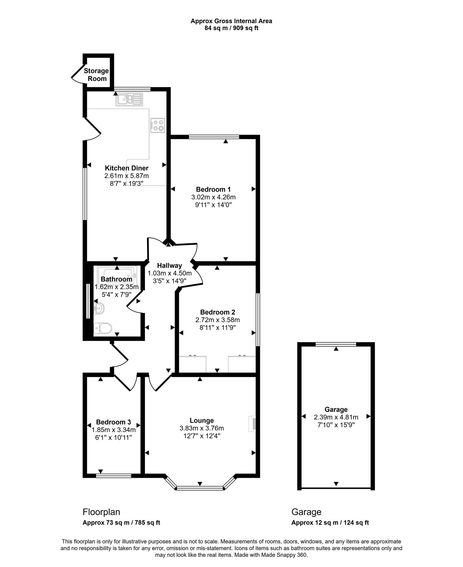 3 bed bungalow for sale in Patrick Avenue, Rhyl - Property floorplan