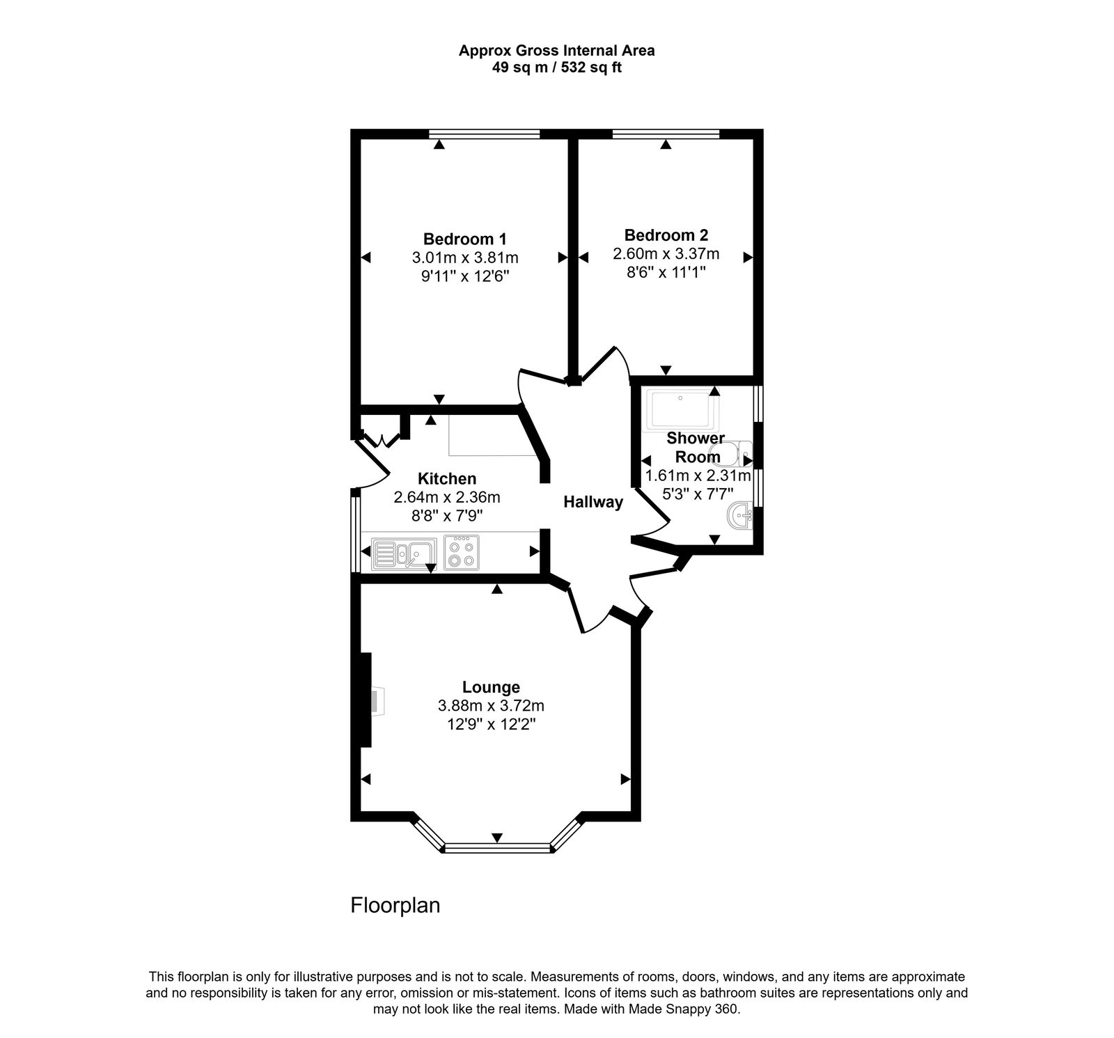 2 bed bungalow for sale in Green Lanes, Prestatyn - Property floorplan