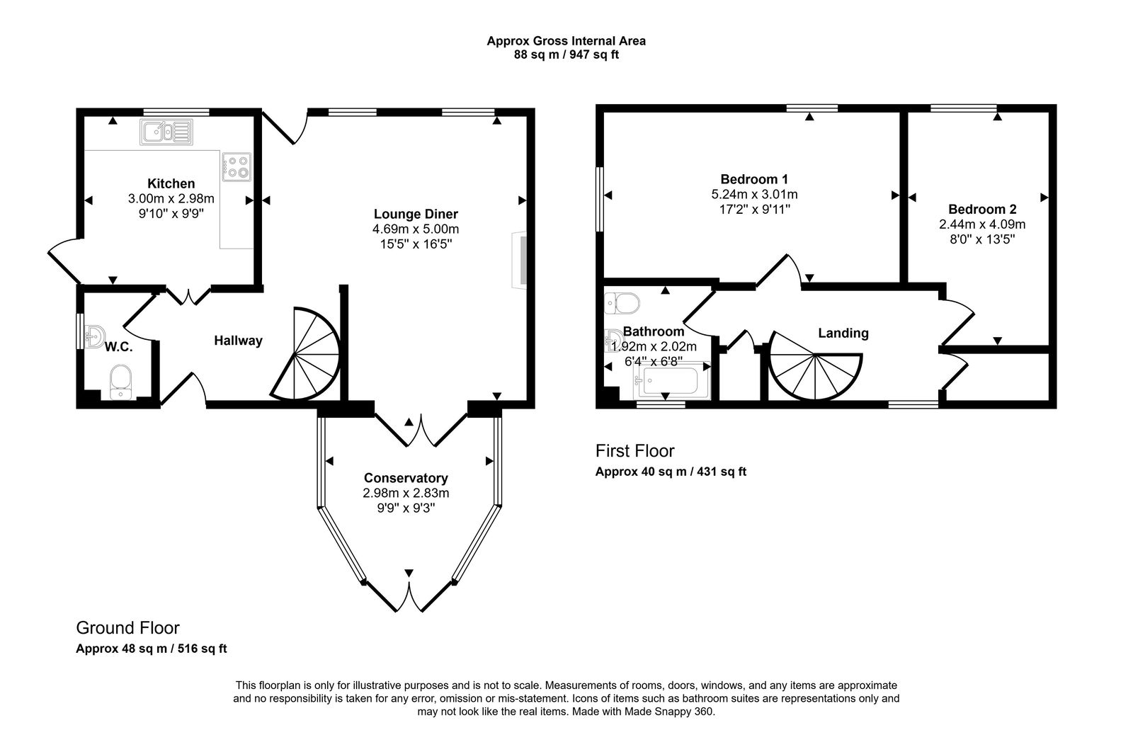 2 bed detached house for sale in Heol Y Fedwen, Belgrano - Property floorplan