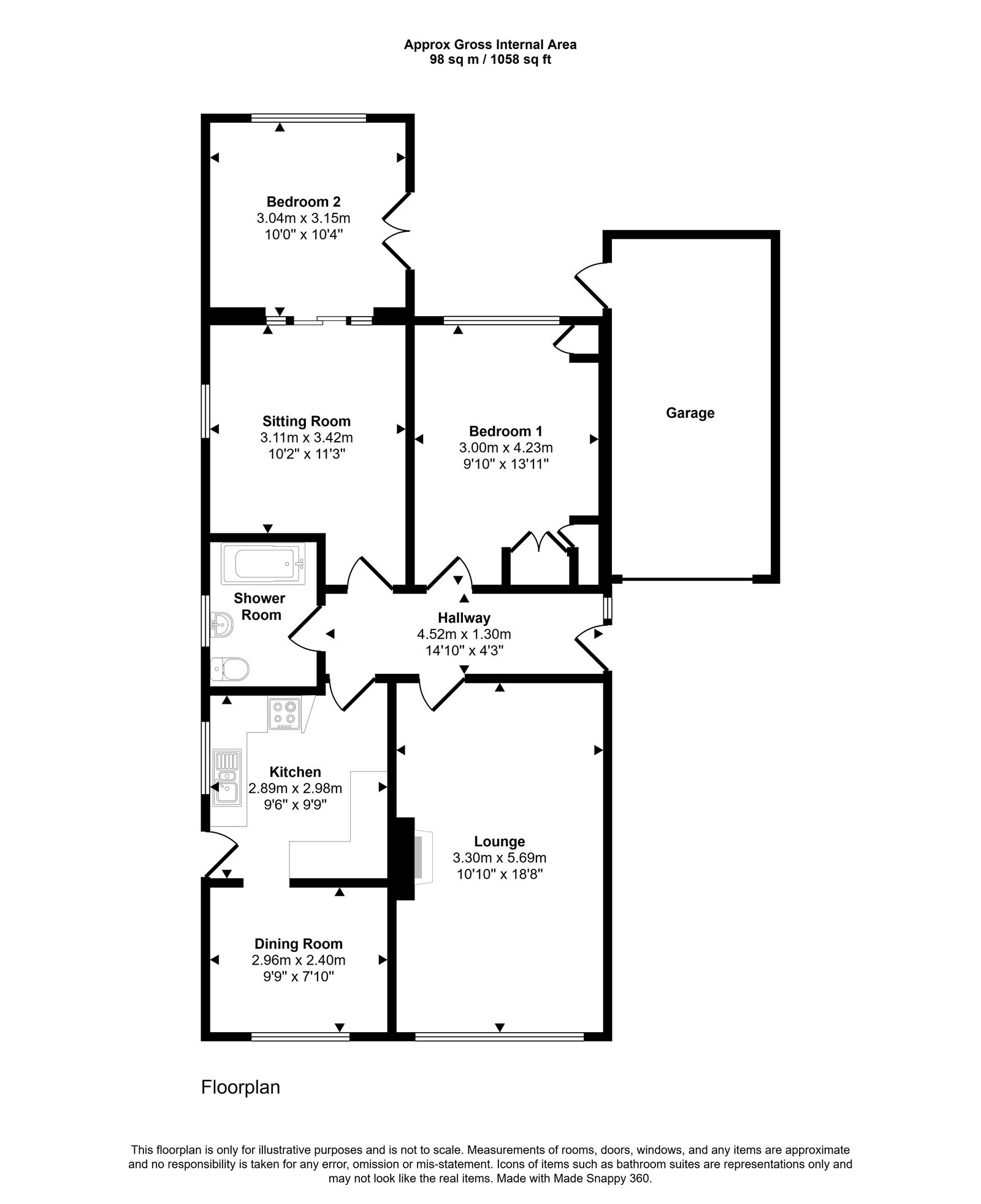 2 bed bungalow for sale in Garwyn Avenue, Prestatyn - Property floorplan