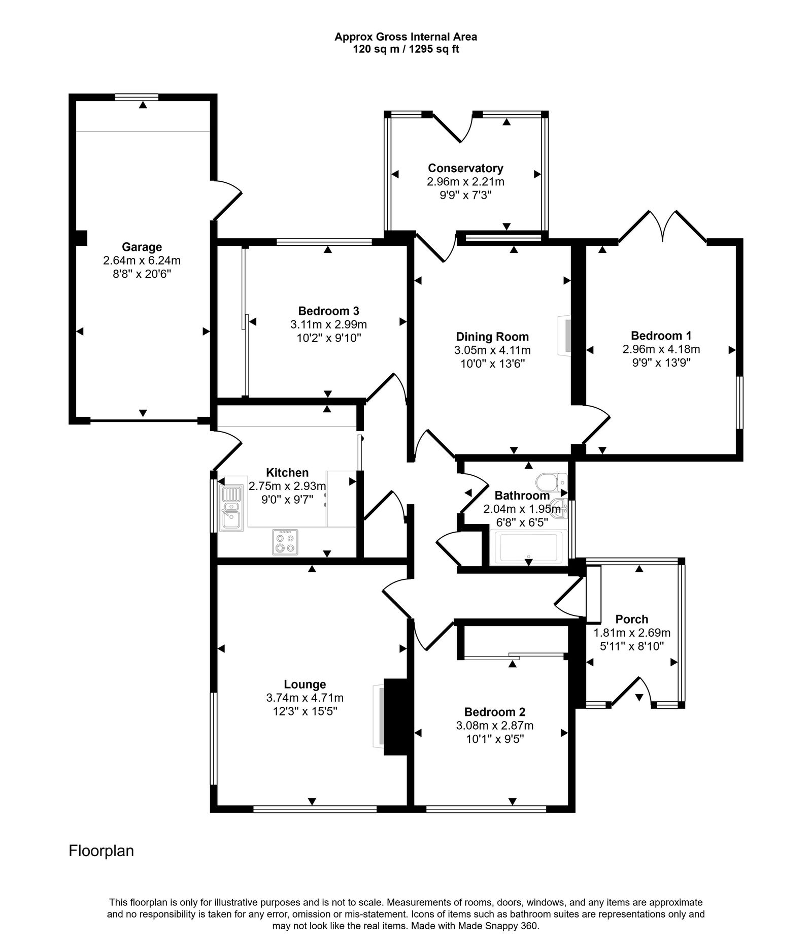 3 bed bungalow for sale in Denbigh Circle, Kinmel Bay - Property floorplan