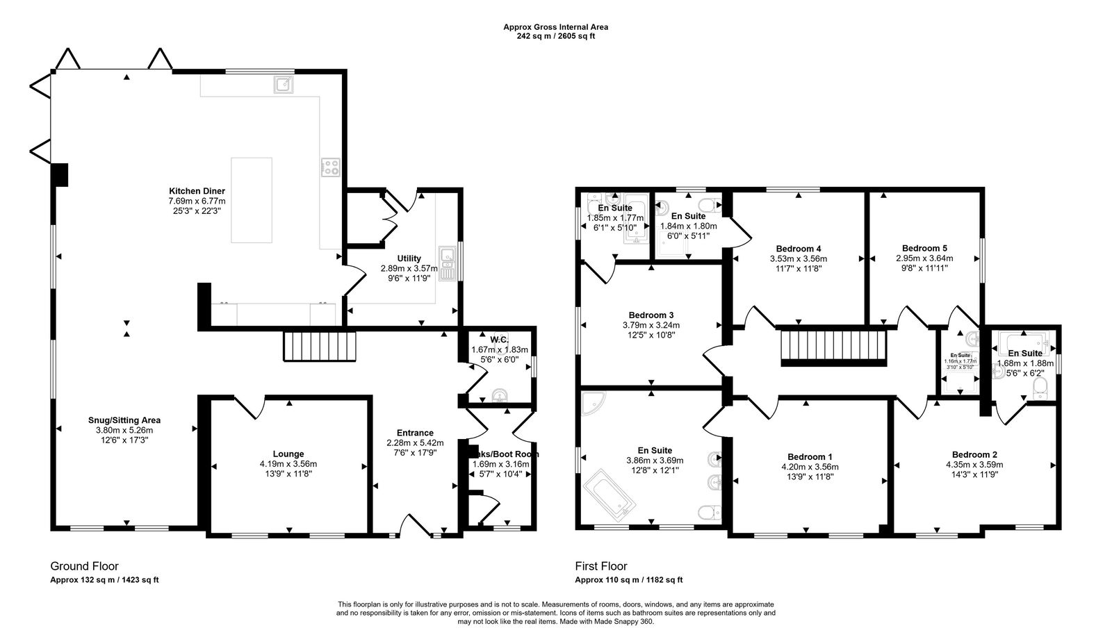 5 bed detached house for sale, Lloc - Property floorplan