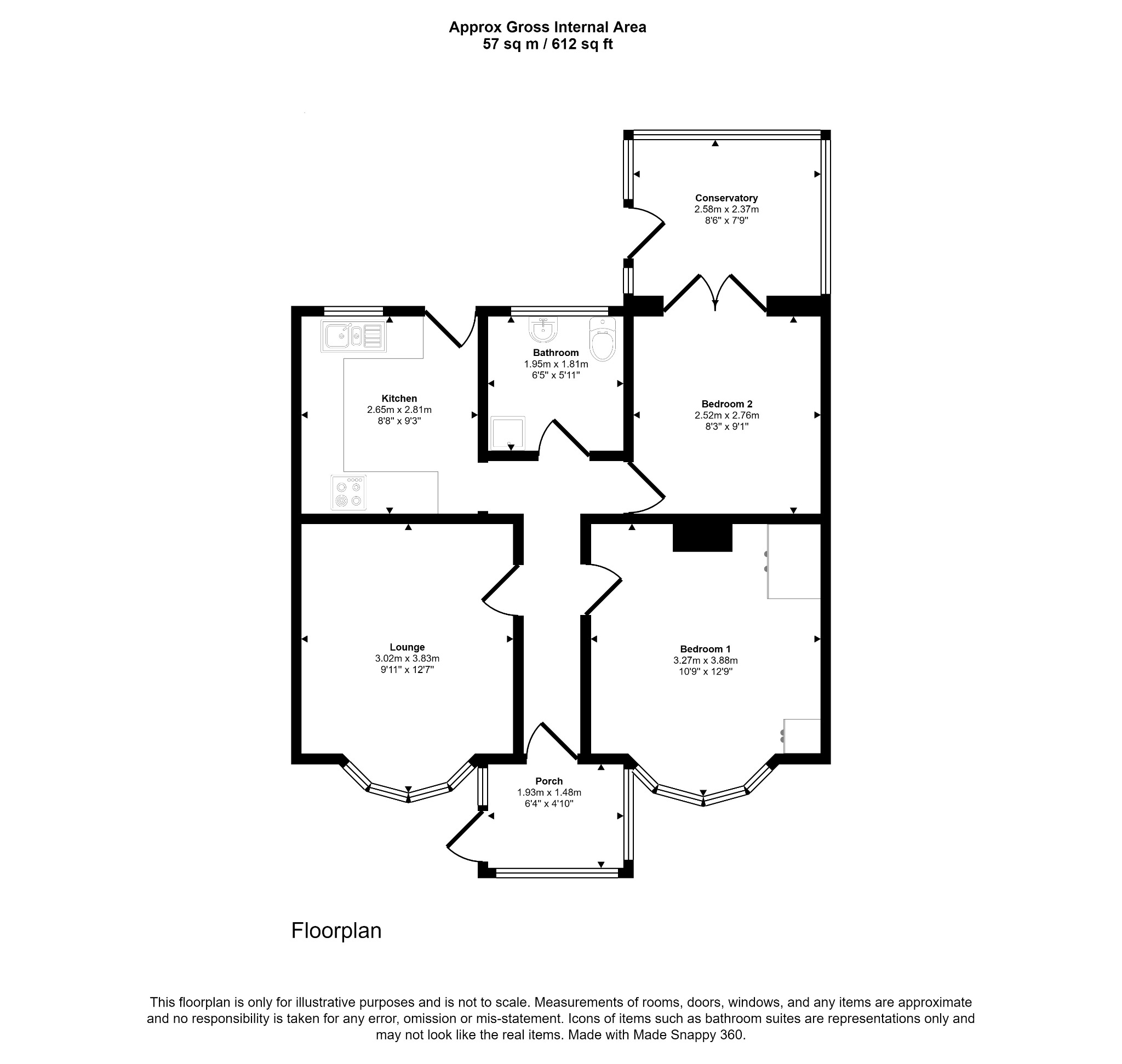 2 bed detached bungalow for sale in Harding Avenue, Rhyl - Property floorplan