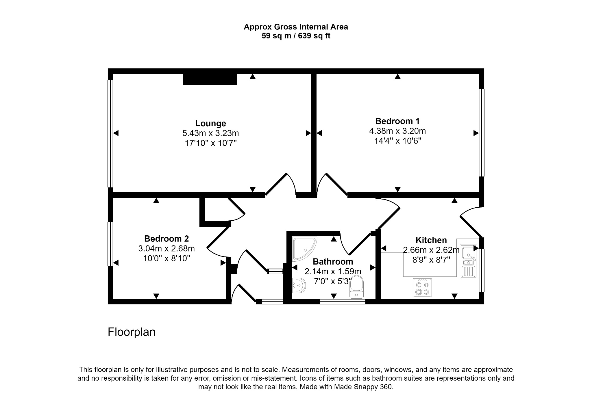 2 bed semi-detached bungalow for sale in Maes Meurig, Prestatyn - Property floorplan