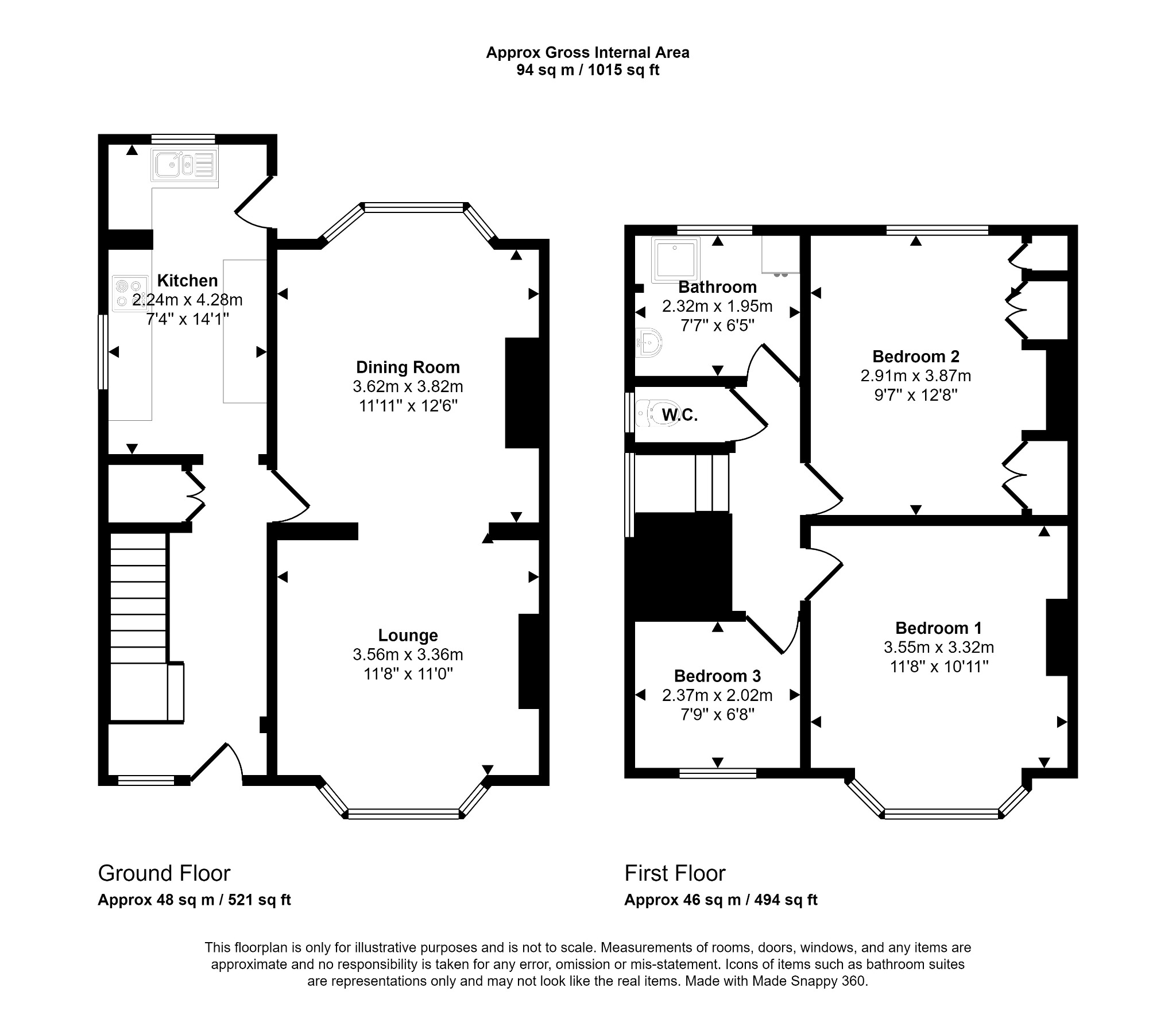 3 bed semi-detached house for sale in Bryn Gobaith, St. Asaph - Property floorplan