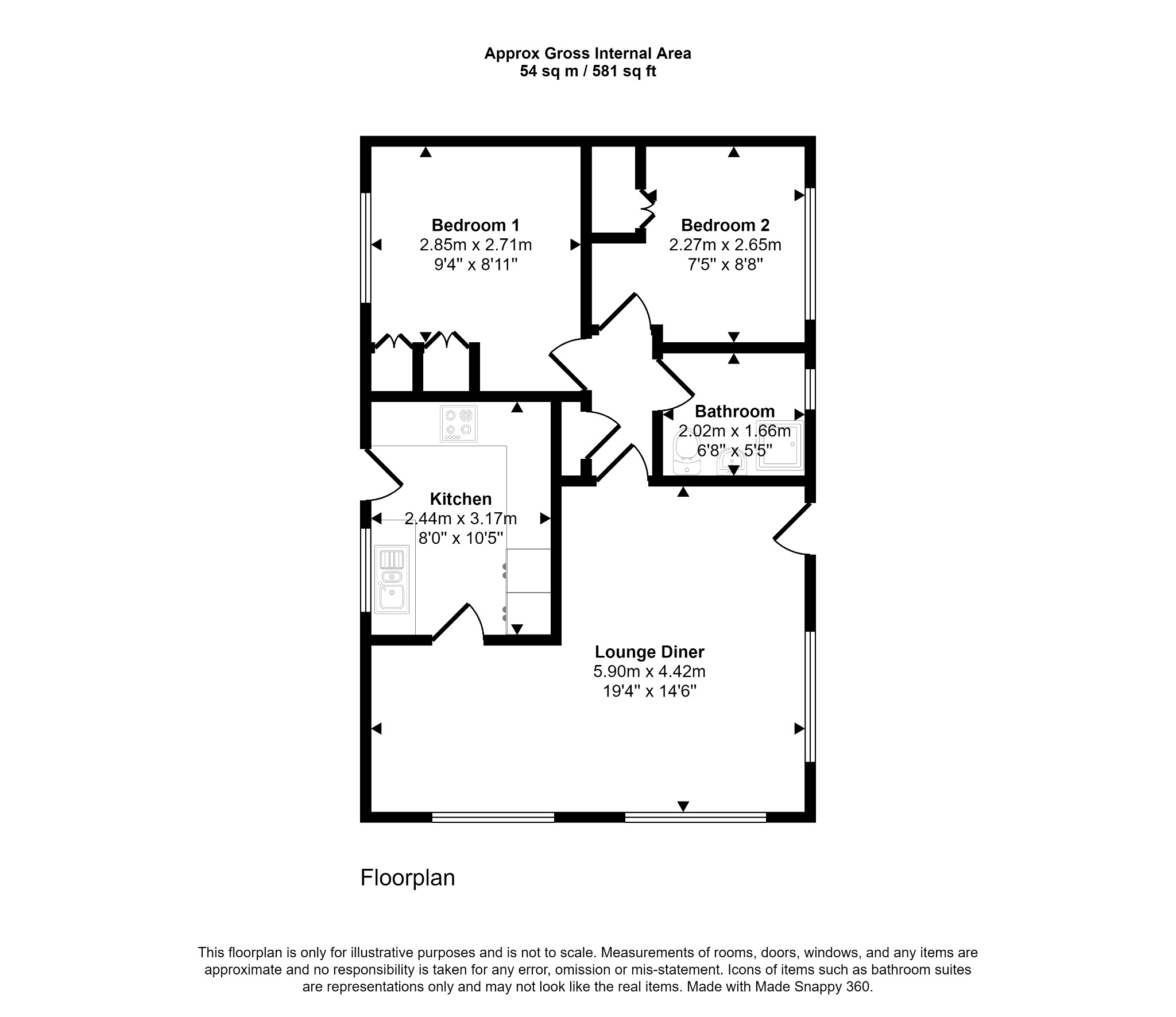 2 bed park home for sale in St James Drive, Prestatyn - Property floorplan