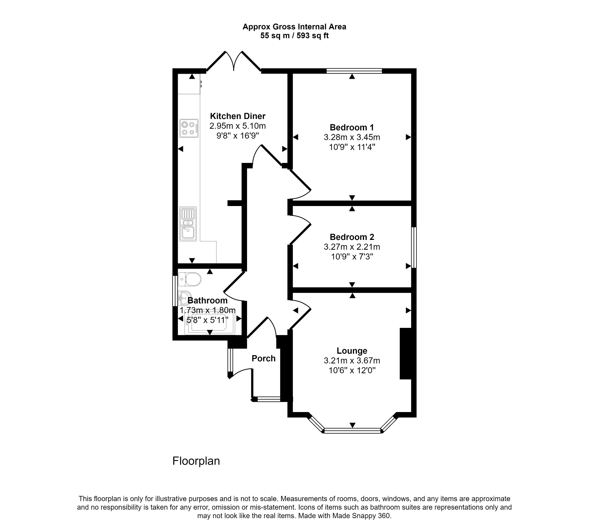 2 bed detached bungalow for sale in Bryn Coed Park, Rhyl - Property floorplan