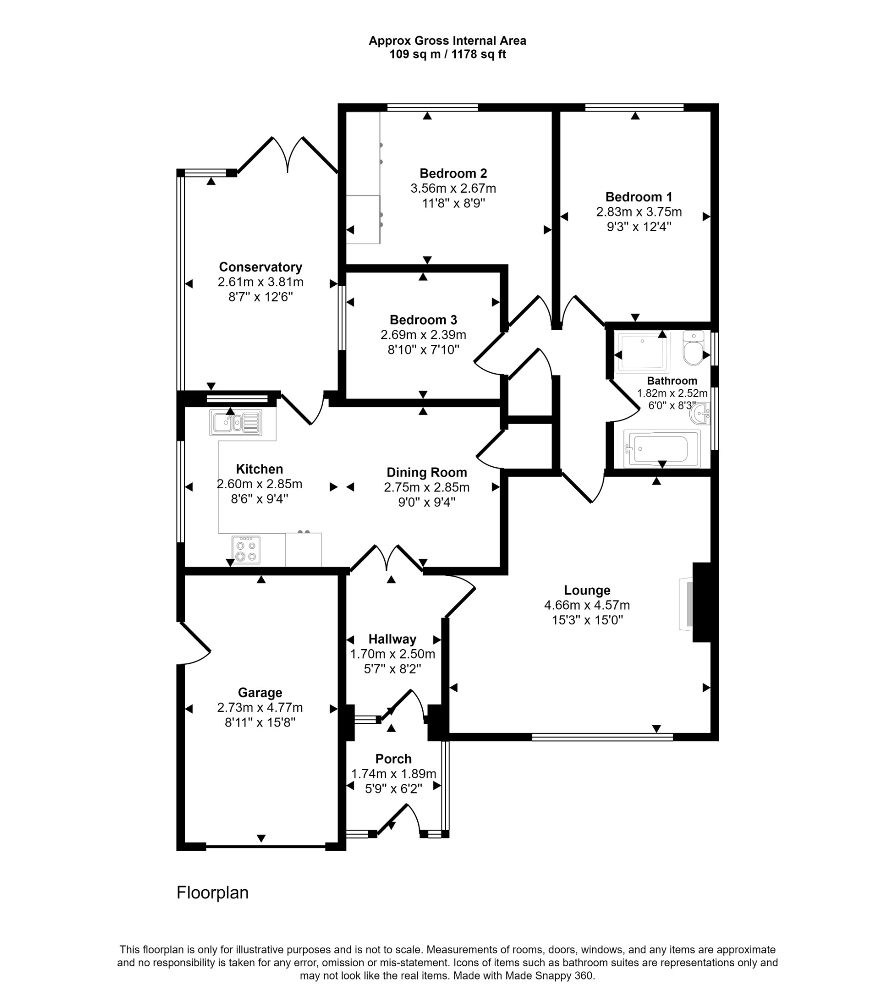 3 bed detached bungalow for sale in Maes Bedwen, Rhyl - Property floorplan