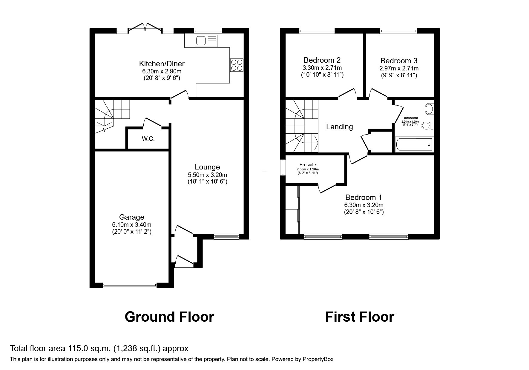 3 bed detached house for sale in Llys Ffyddion - Property floorplan