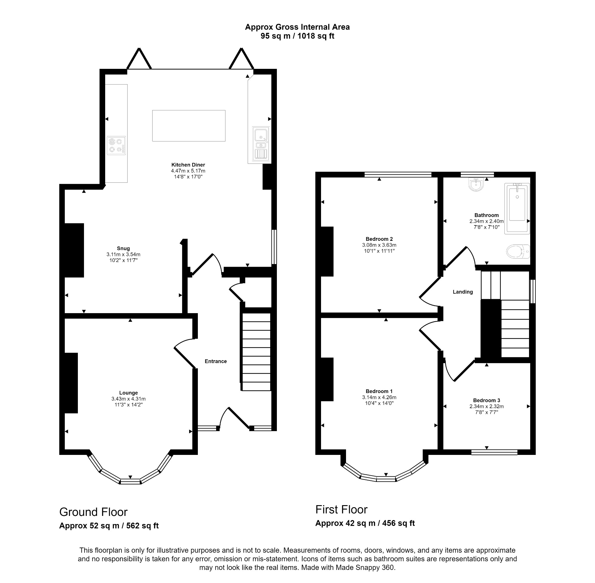 3 bed semi-detached house for sale in Princes Park - Property floorplan