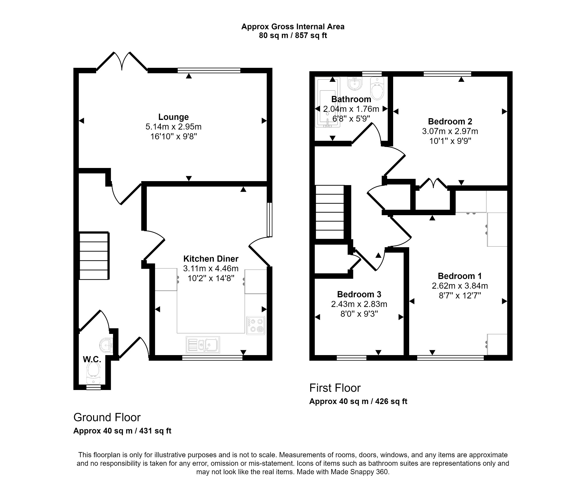 3 bed semi-detached house for sale in Hafan Yr Heli, Conwy - Property floorplan