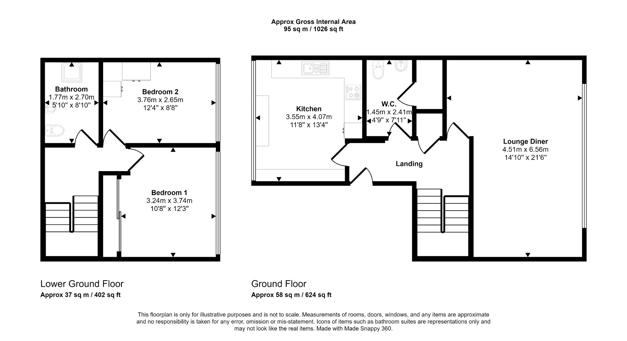 2 bed ground floor maisonette for sale in Glendower Court, Rhyl - Property floorplan