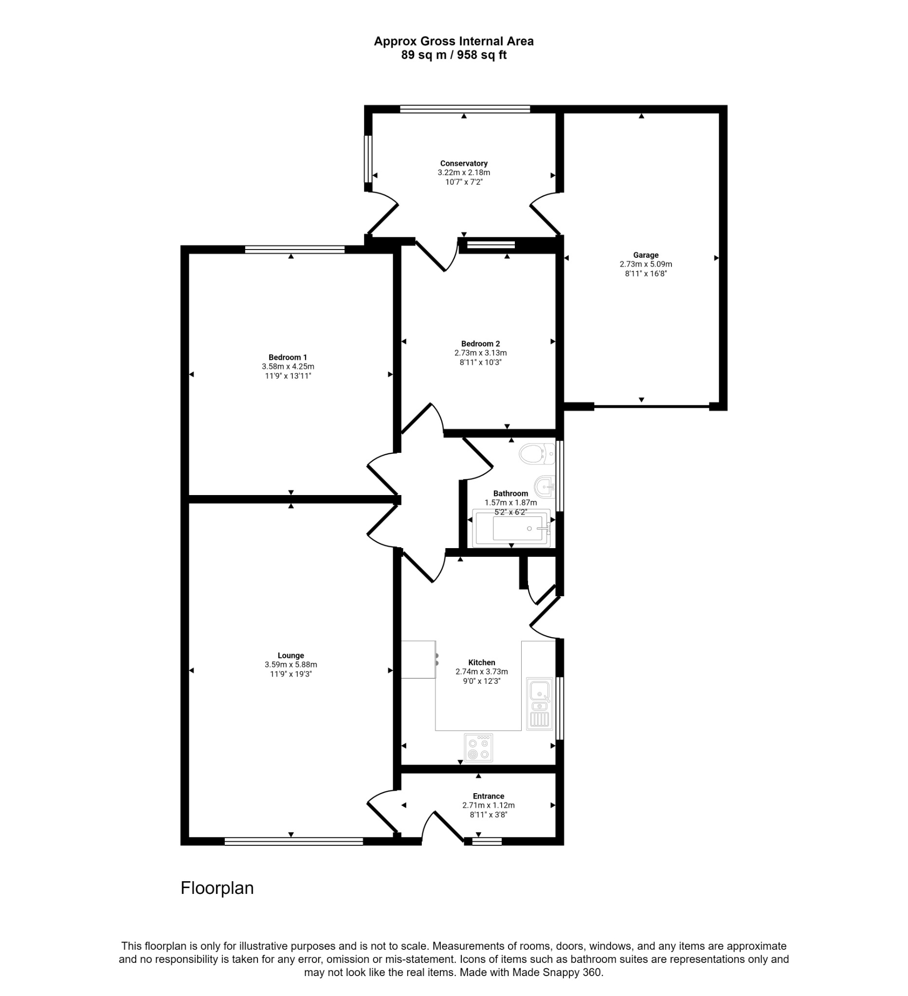 2 bed bungalow for sale in Birch Grove, Rhyl - Property floorplan