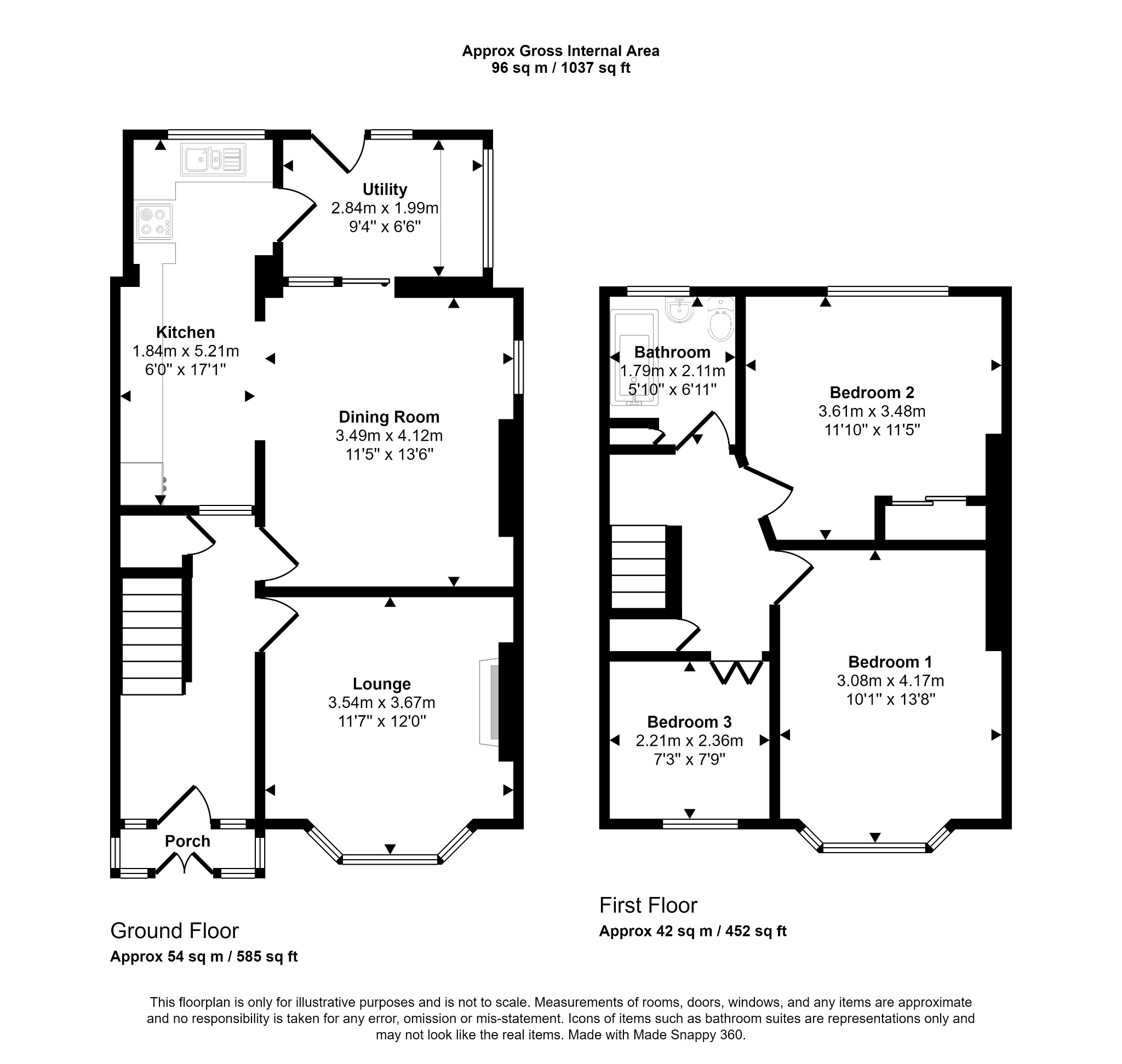 3 bed end of terrace house for sale in Westfield Road, Rhyl - Property floorplan