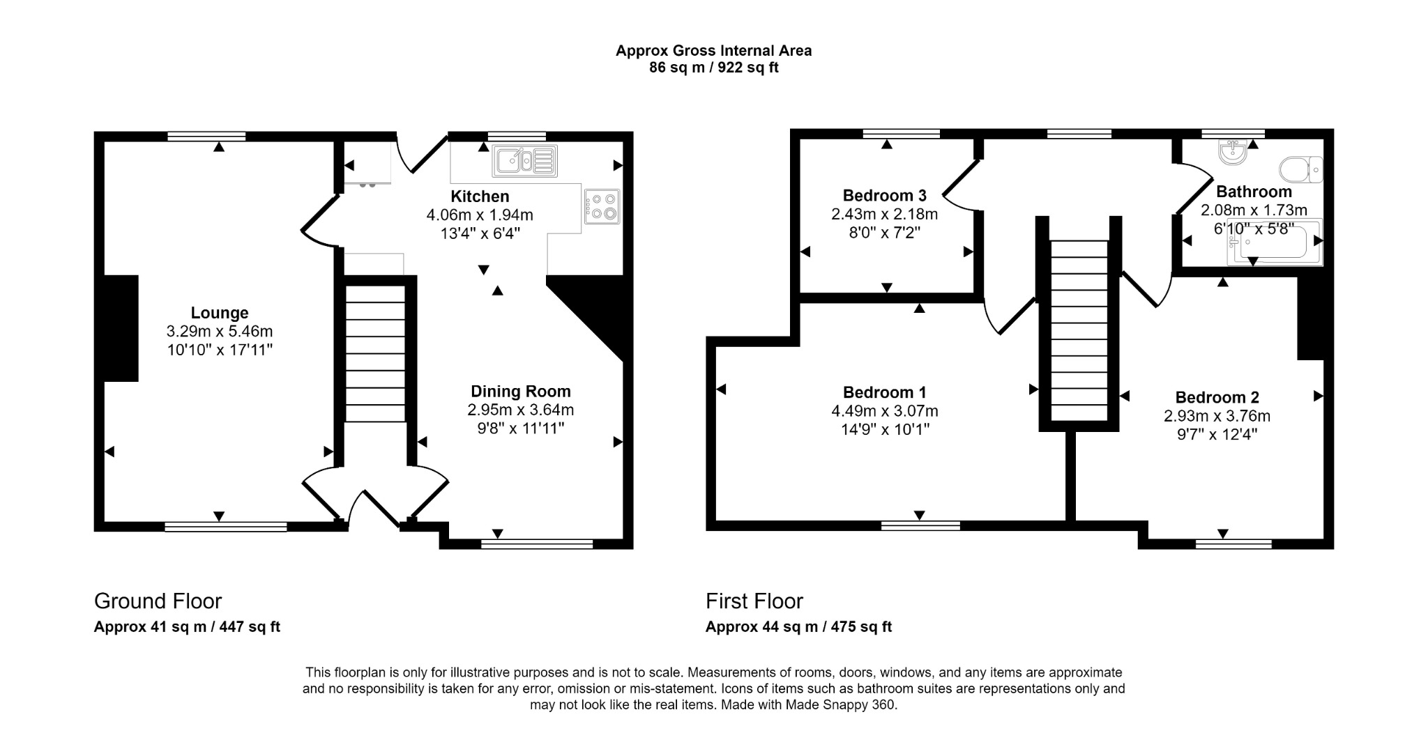 3 bed terraced house for sale in St David's Square, Denbighshire - Property floorplan