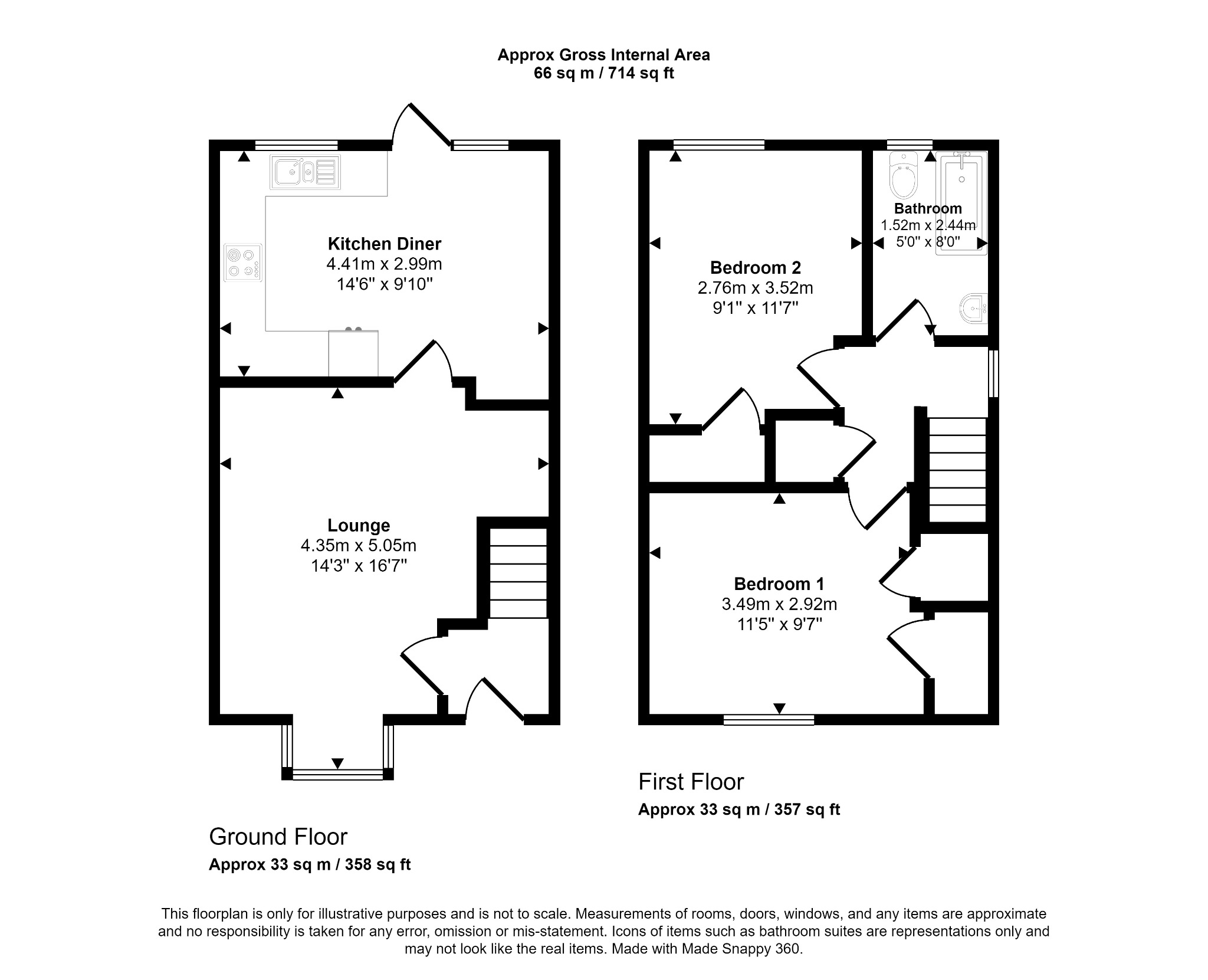 2 bed semi-detached house for sale in Lon Olwen, Rhyl - Property floorplan