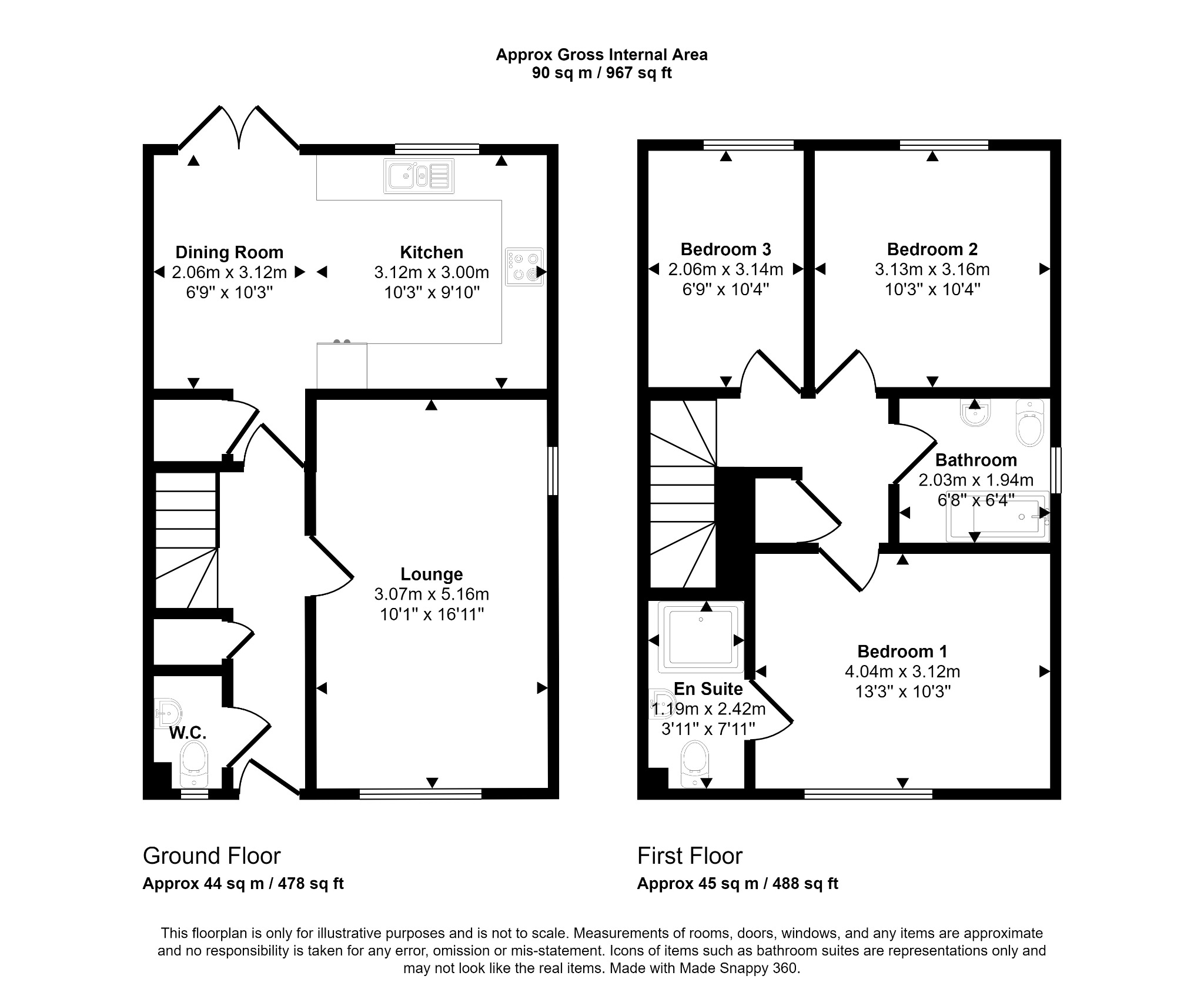 3 bed semi-detached house for sale in The Avenue, Prestatyn - Property floorplan