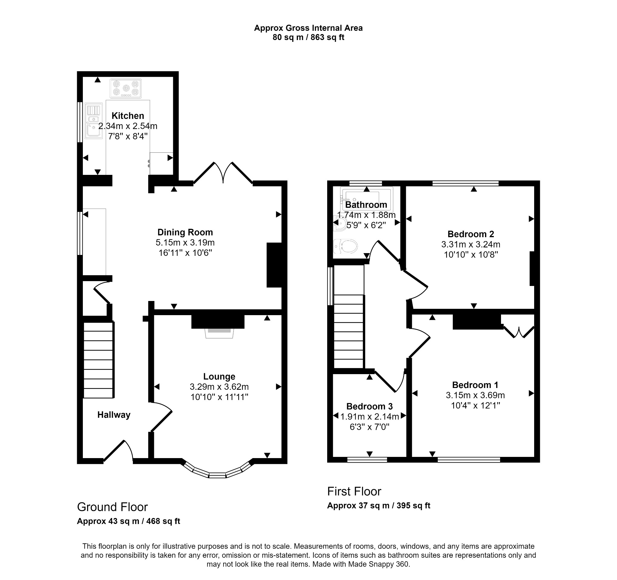 3 bed semi-detached house for sale in Brynhedydd Road, Rhyl - Property floorplan