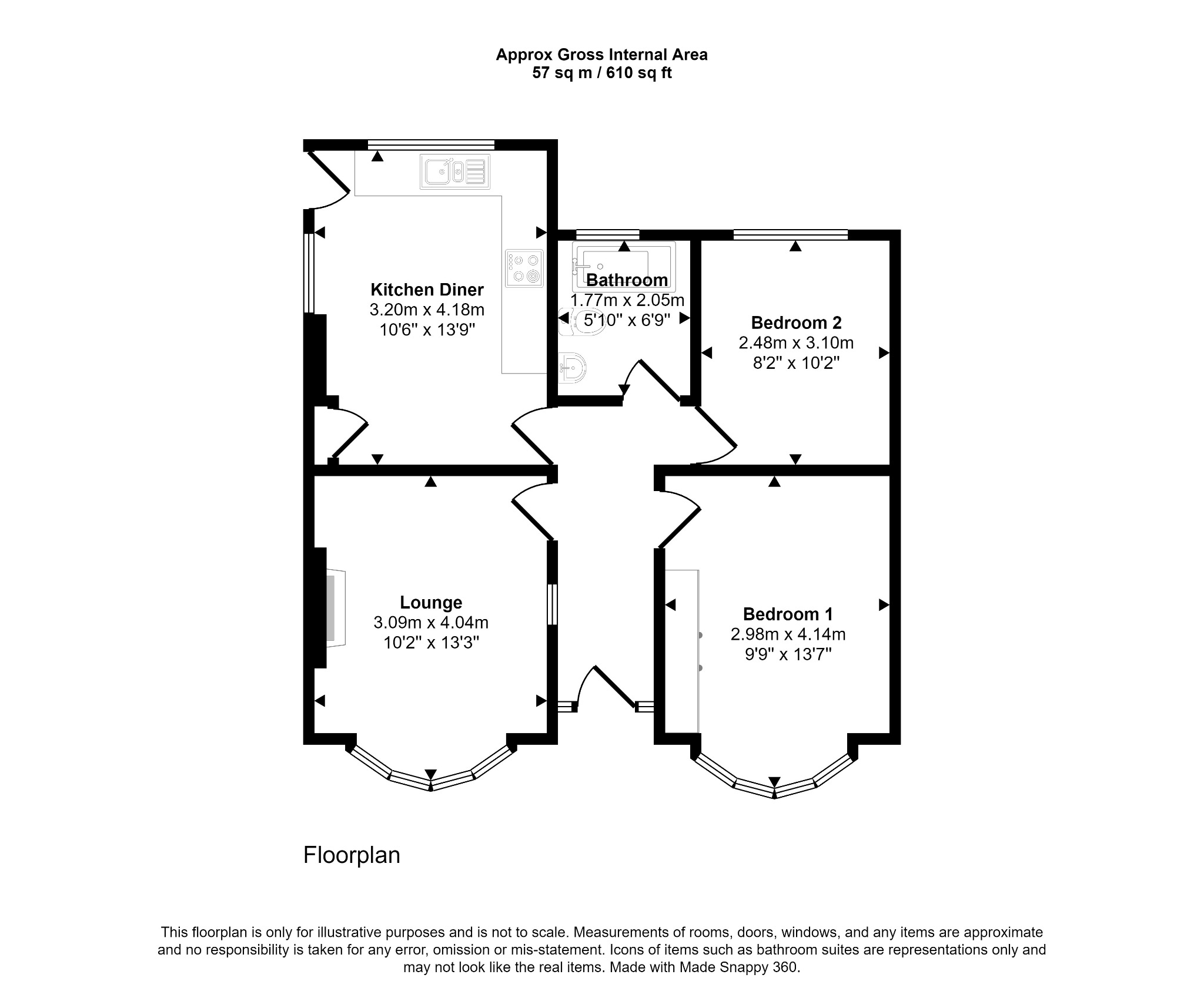 2 bed detached bungalow for sale in Regent Road, Rhyl - Property floorplan