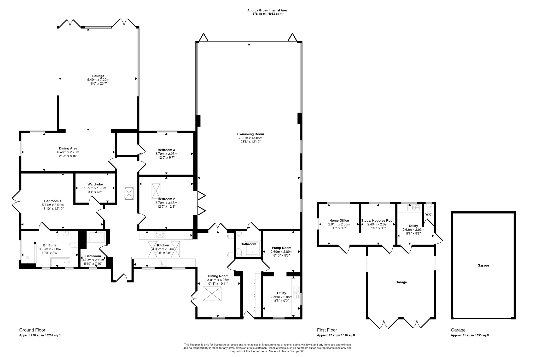 3 bed detached bungalow for sale, Denbigh - Property floorplan
