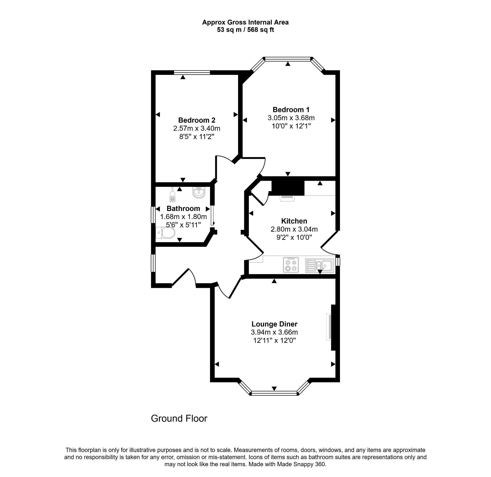 2 bed detached bungalow for sale in St Margaret's Drive, Rhyl - Property floorplan