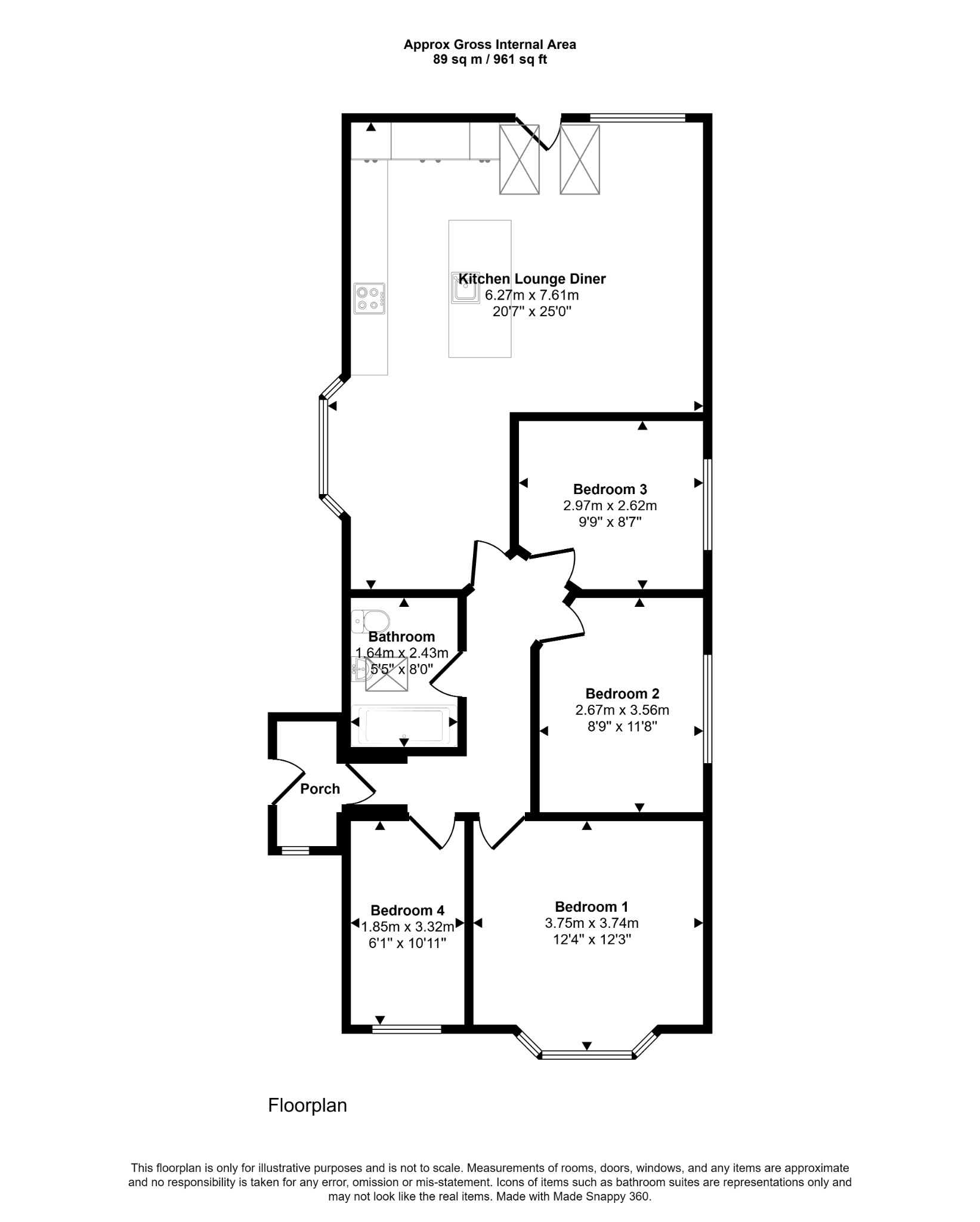 4 bed detached bungalow for sale in Patrick Avenue, Rhyl - Property floorplan