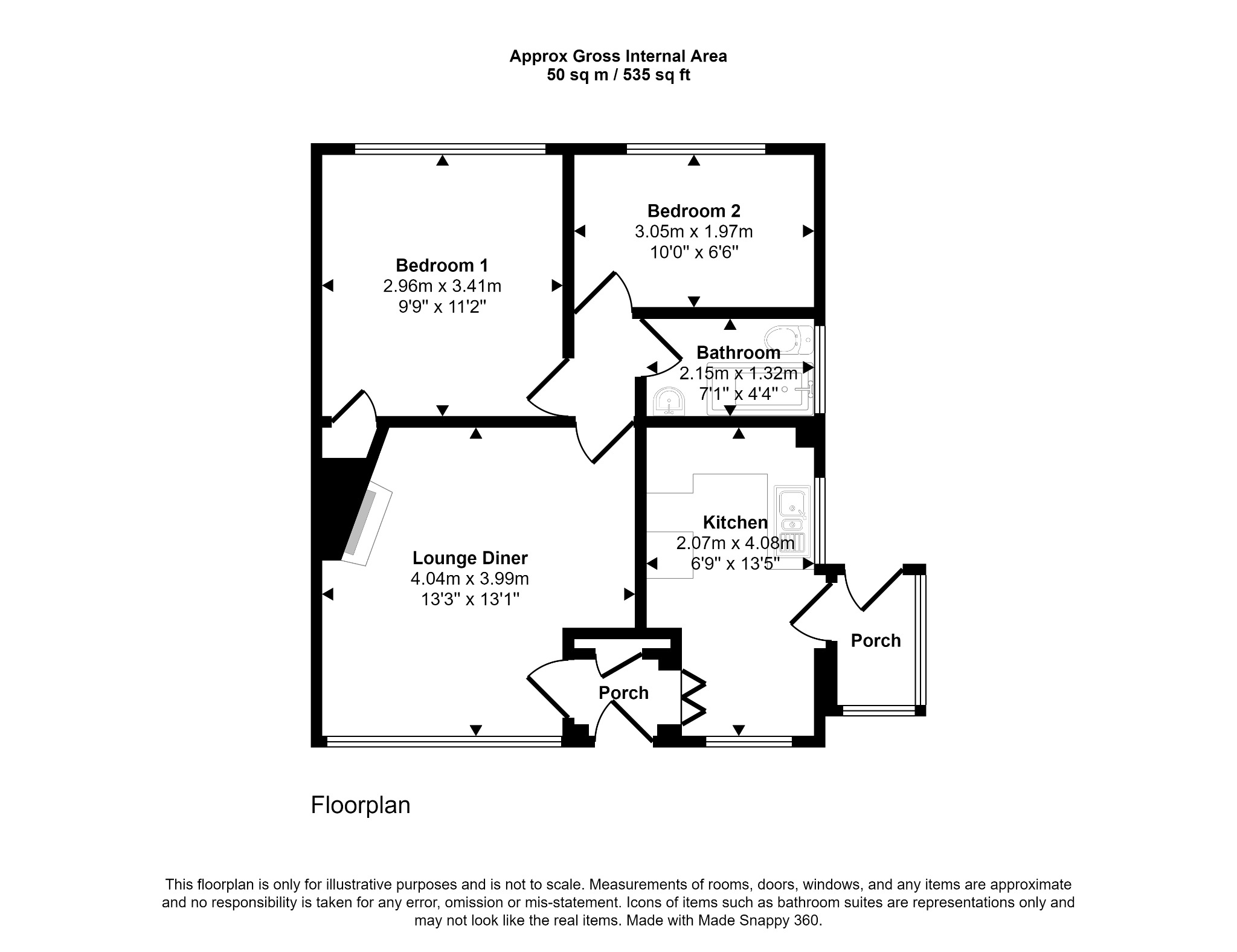 2 bed semi-detached bungalow for sale in Salisbury Drive, Prestatyn - Property floorplan