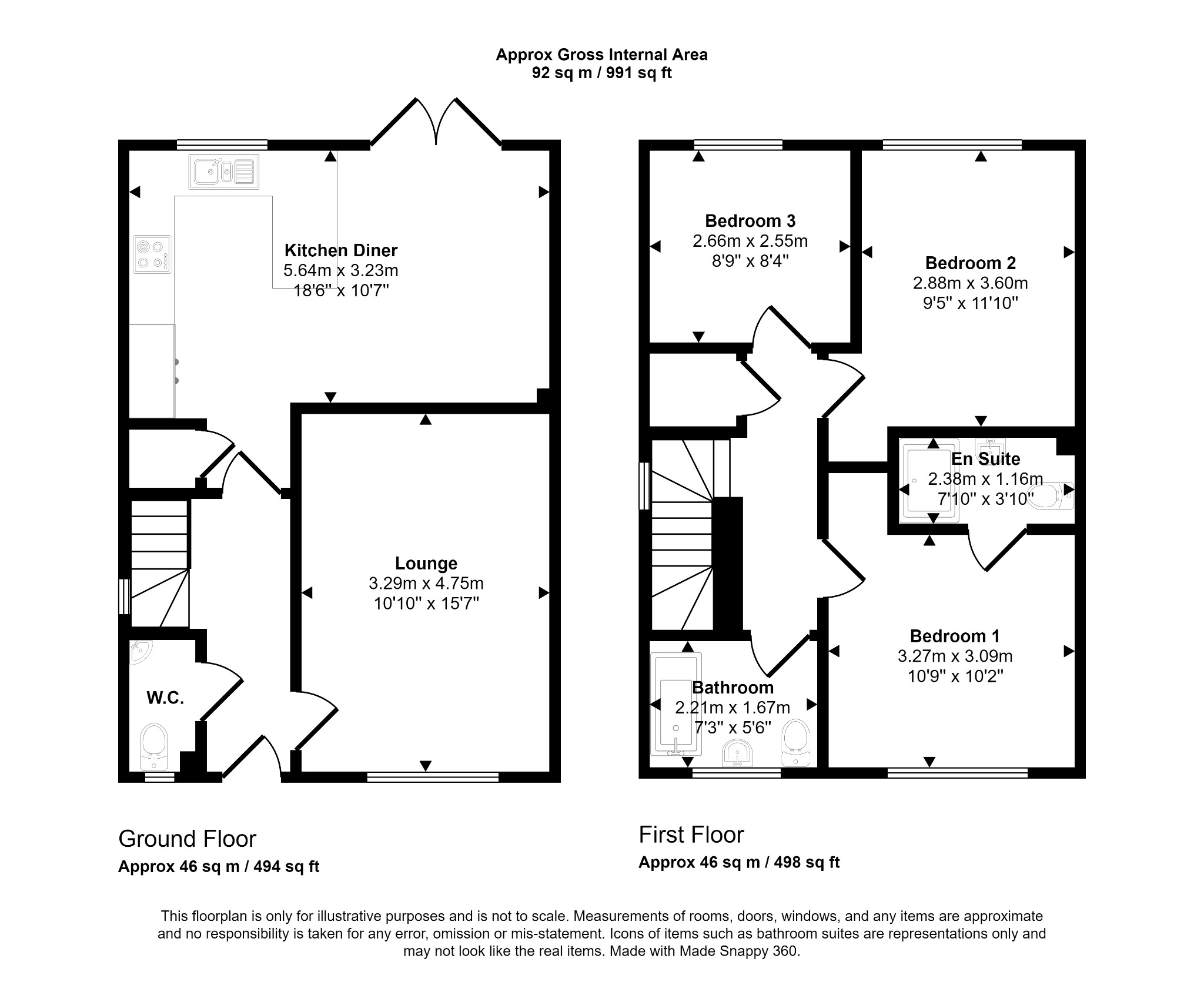3 bed semi-detached house for sale, Rhyl - Property floorplan