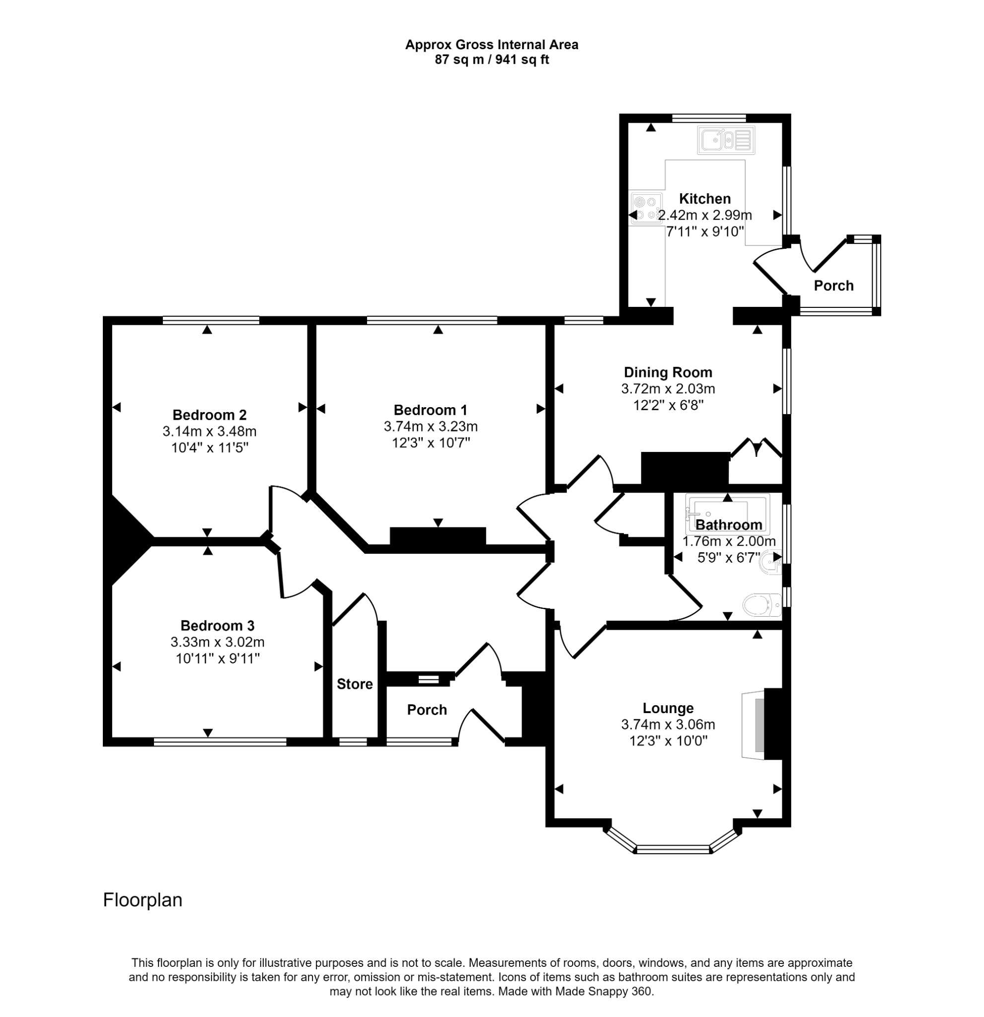 3 bed detached bungalow for sale, St. Asaph - Property floorplan