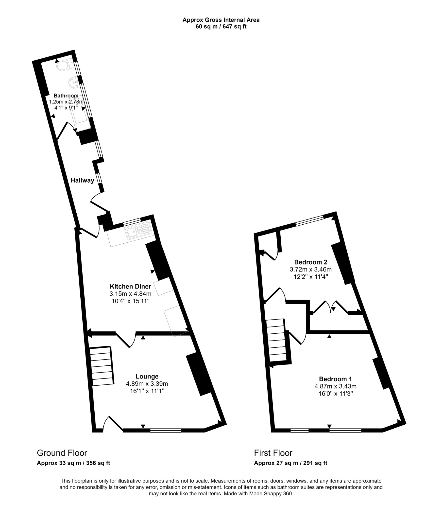 2 bed terraced house for sale in Brynfynnon Terrace, Denbigh - Property floorplan