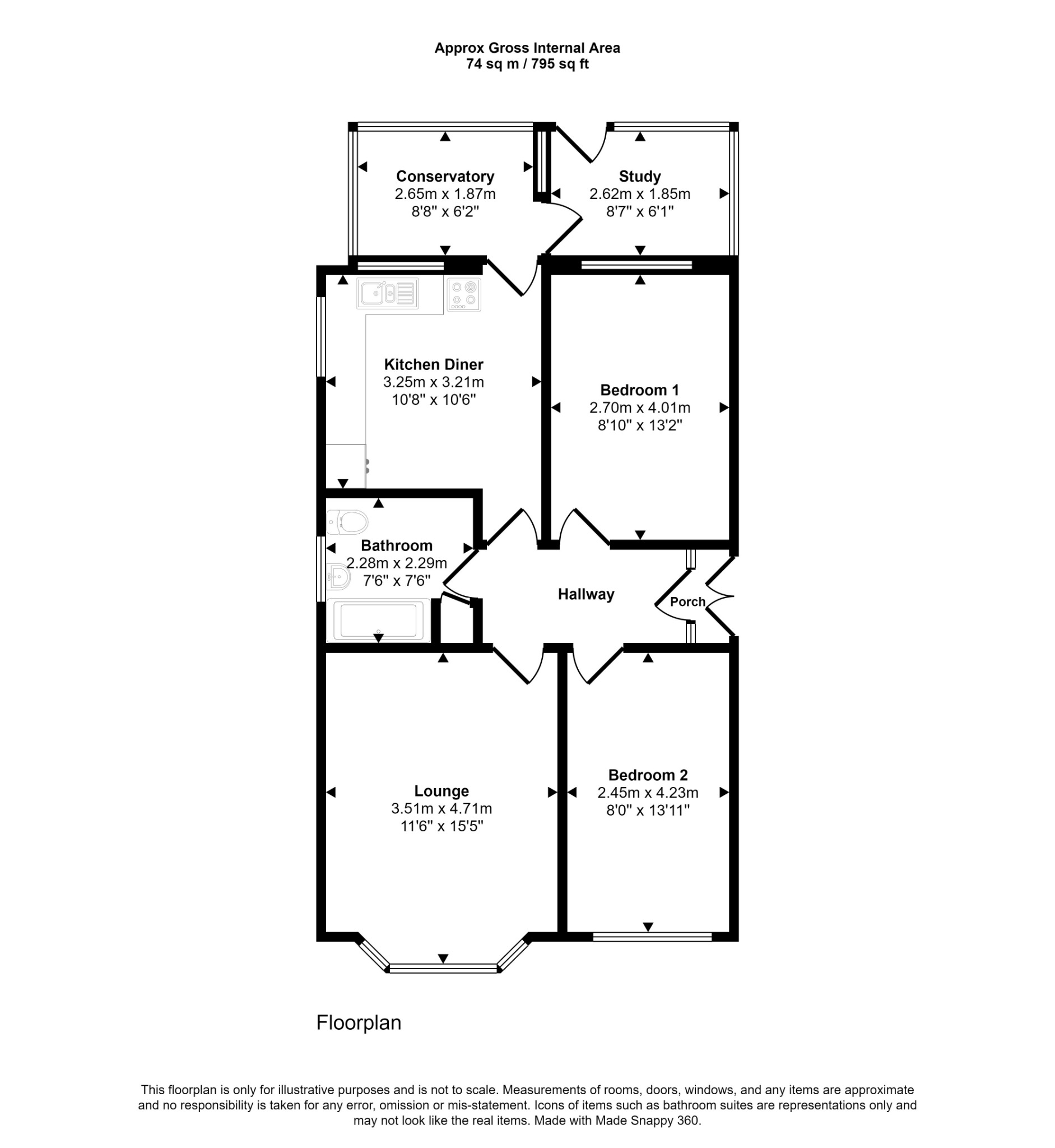 2 bed detached bungalow for sale in Garnett Drive, Prestatyn - Property floorplan