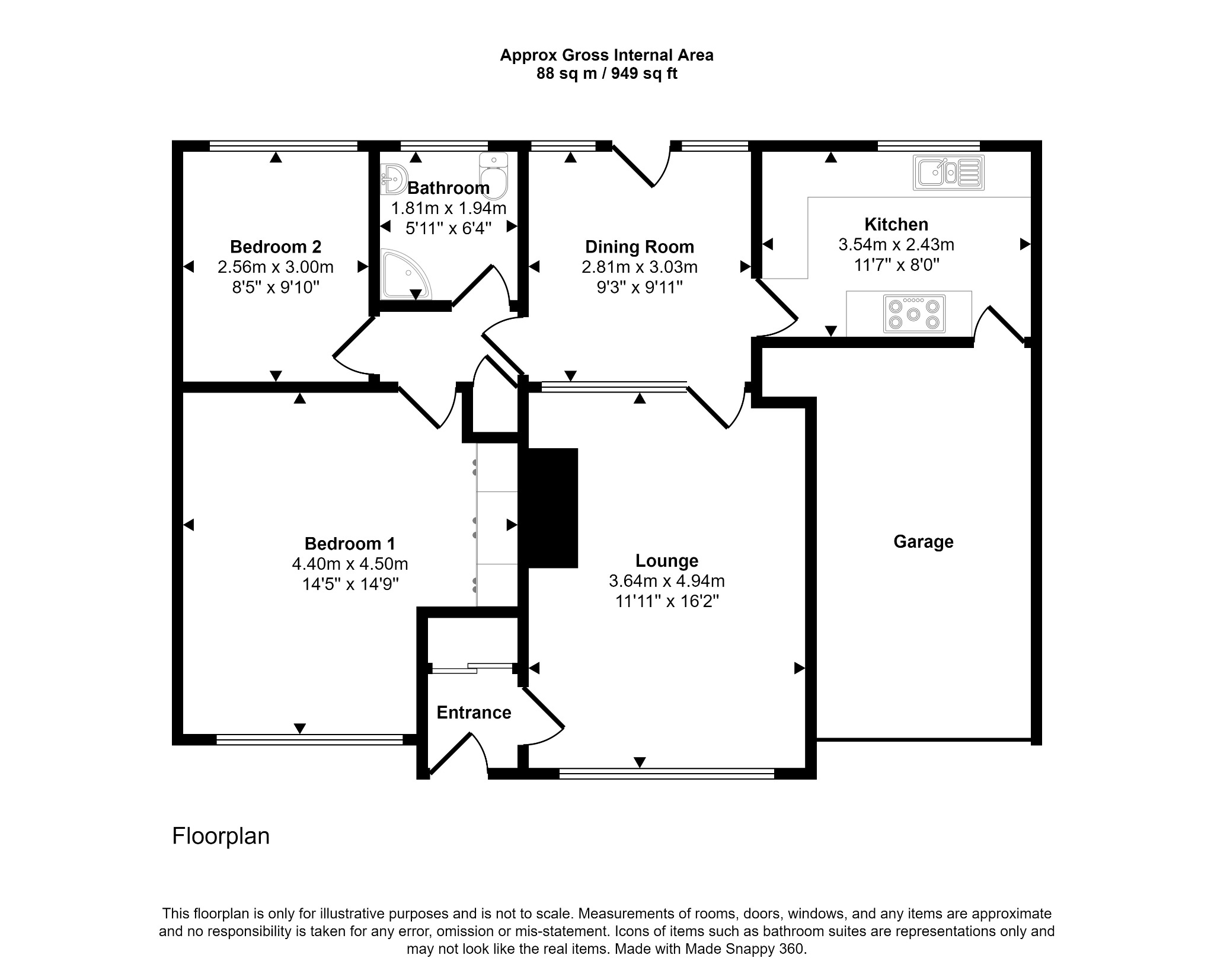 2 bed bungalow for sale in Sycamore Grove, Rhyl - Property floorplan