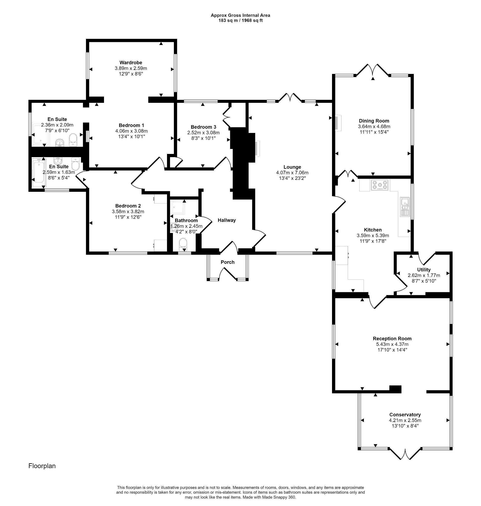 3 bed detached bungalow for sale, Flintshire - Property floorplan