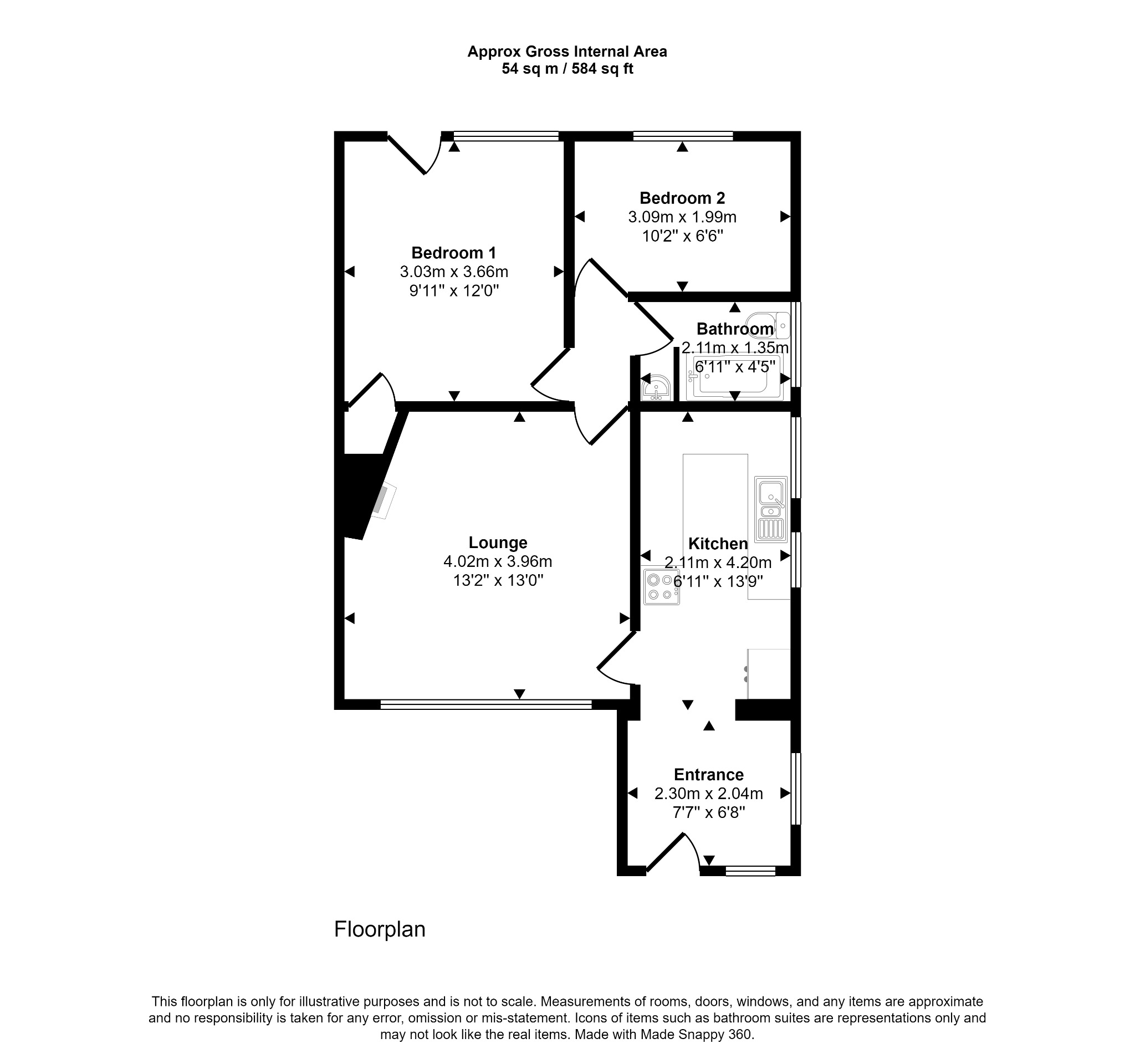 2 bed semi-detached bungalow for sale in Salisbury Drive, Prestatyn - Property floorplan