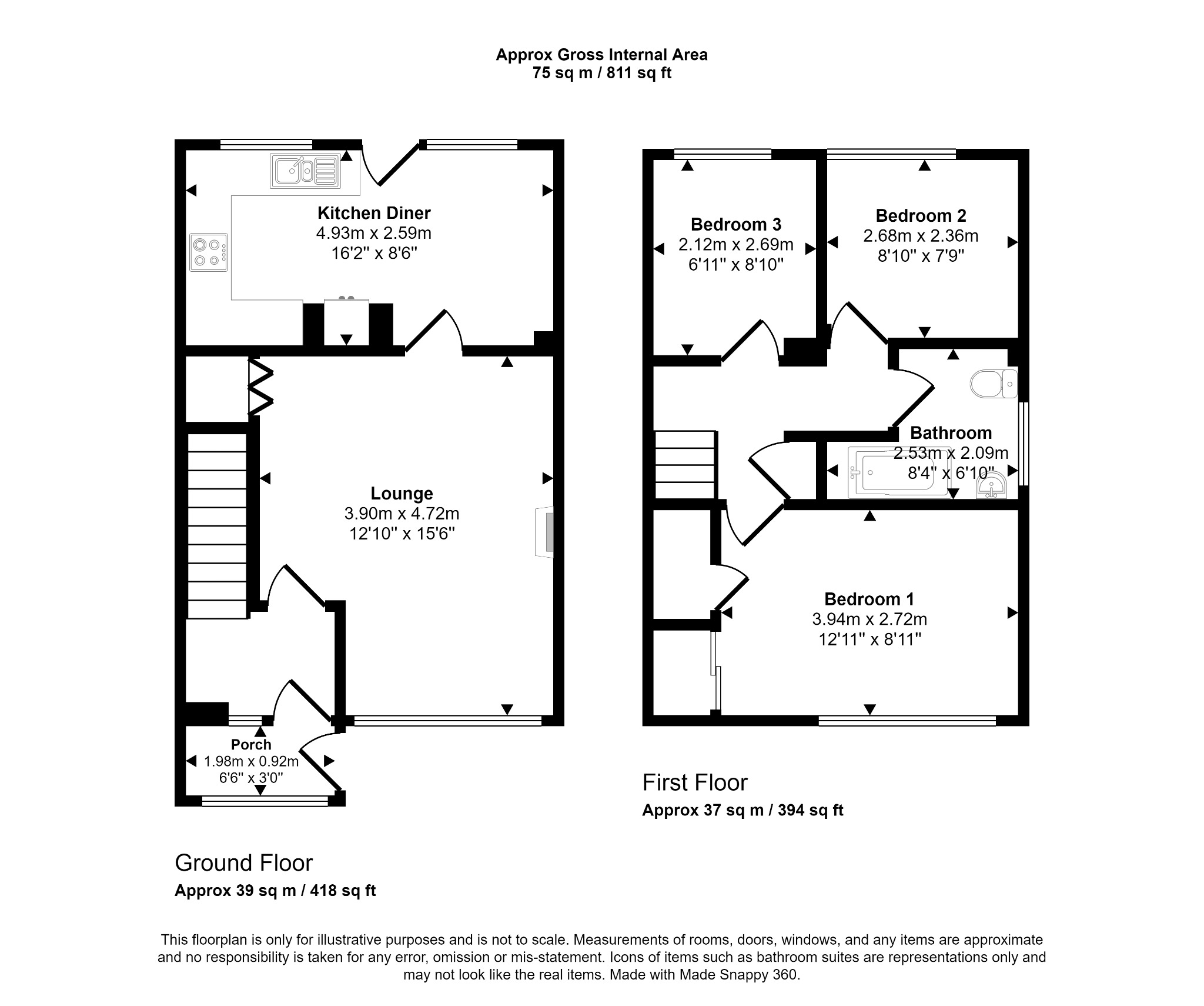 3 bed semi-detached house for sale in Llys Clwyd, Denbigh - Property floorplan