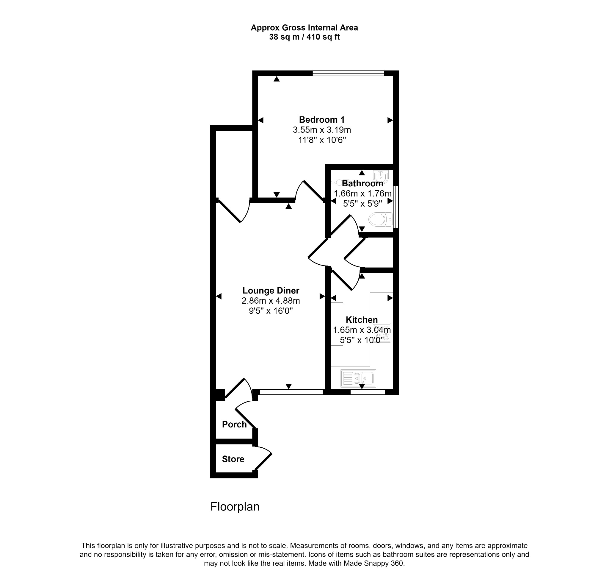 1 bed flat for sale in Lon Brynli, Prestatyn - Property floorplan