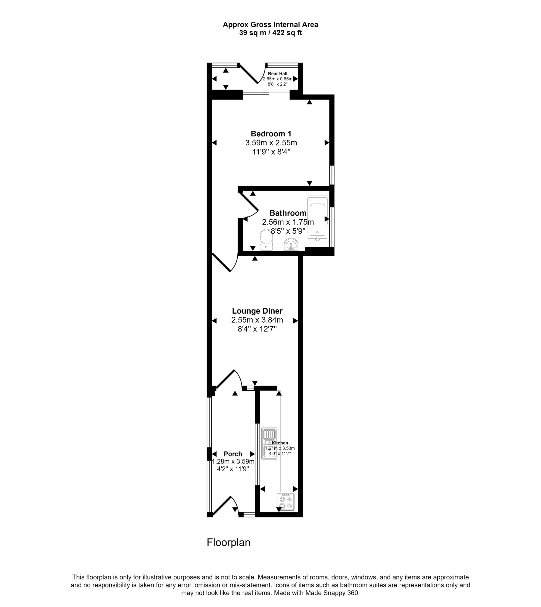 1 bed bungalow for sale in Melyd Avenue, Prestatyn - Property floorplan