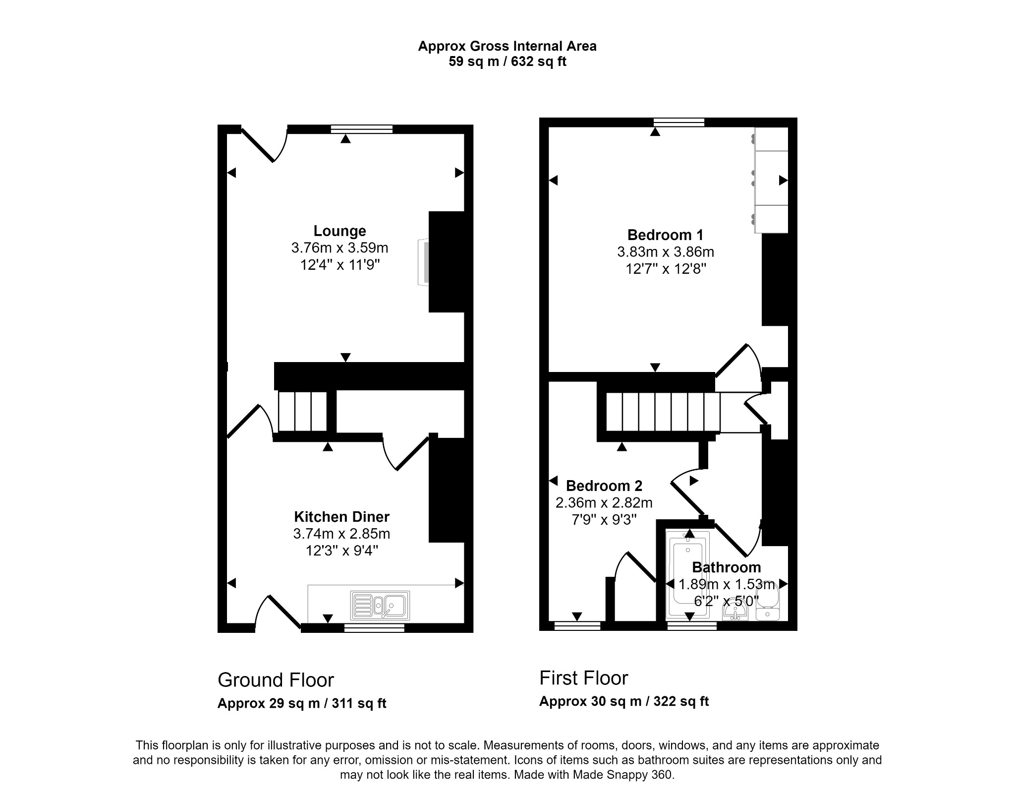 2 bed terraced house for sale in Gwindy Street, Denbighshire - Property floorplan