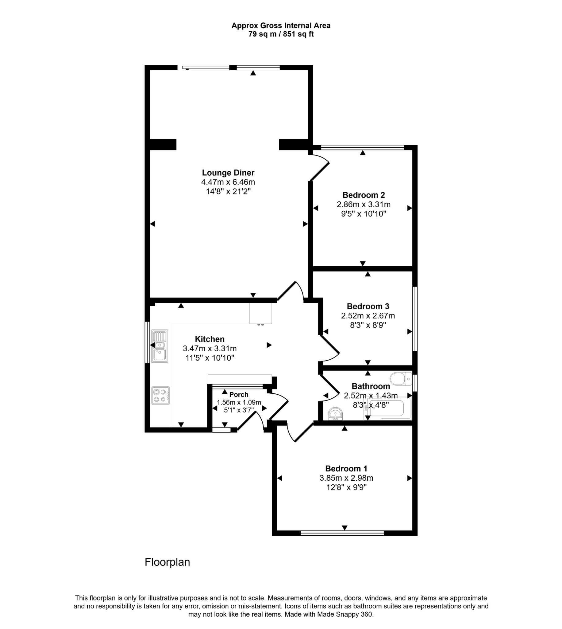 3 bed detached bungalow for sale in Beverley Drive, Prestatyn - Property floorplan