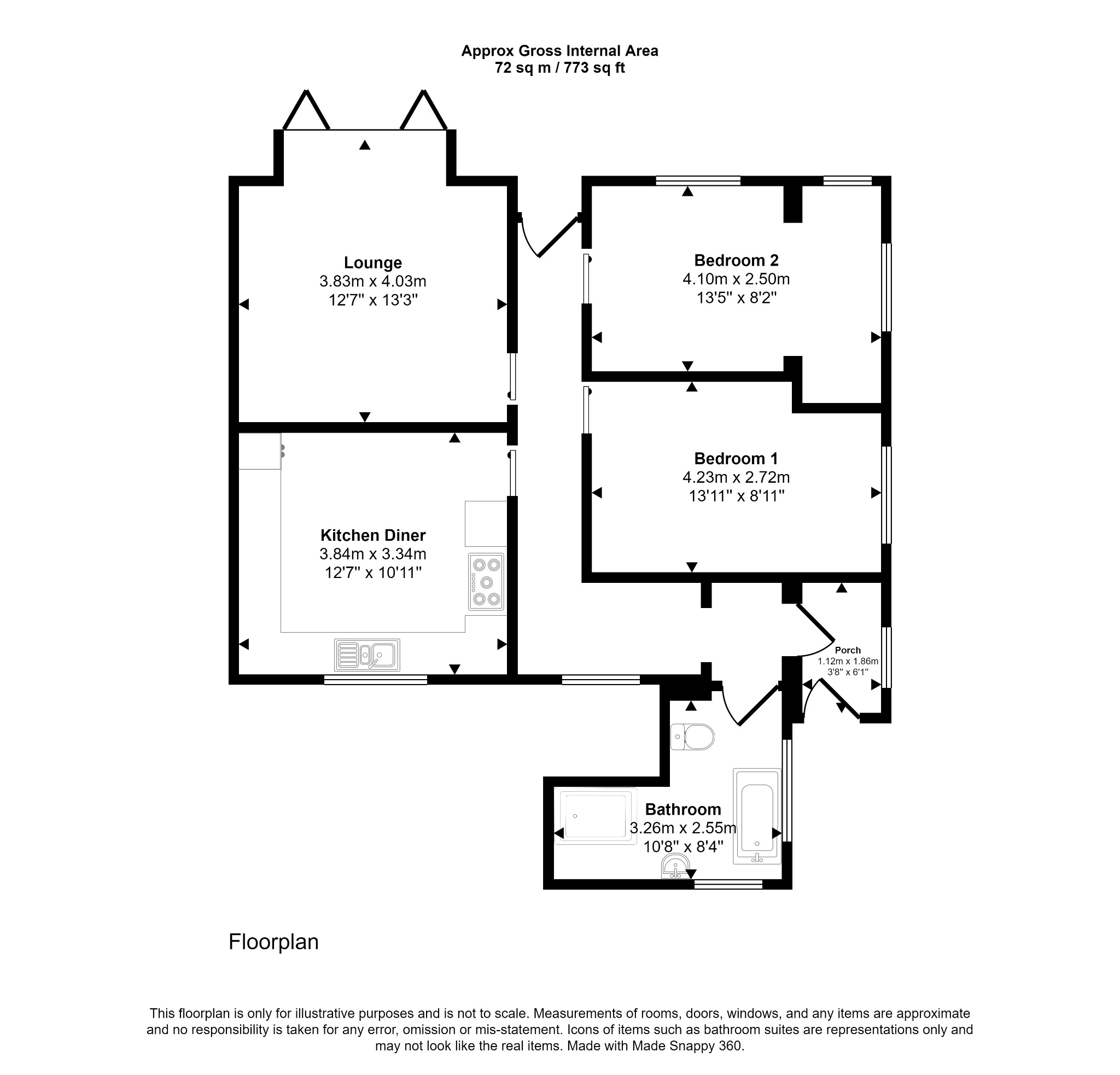 2 bed detached bungalow for sale, Denbighshire - Property floorplan