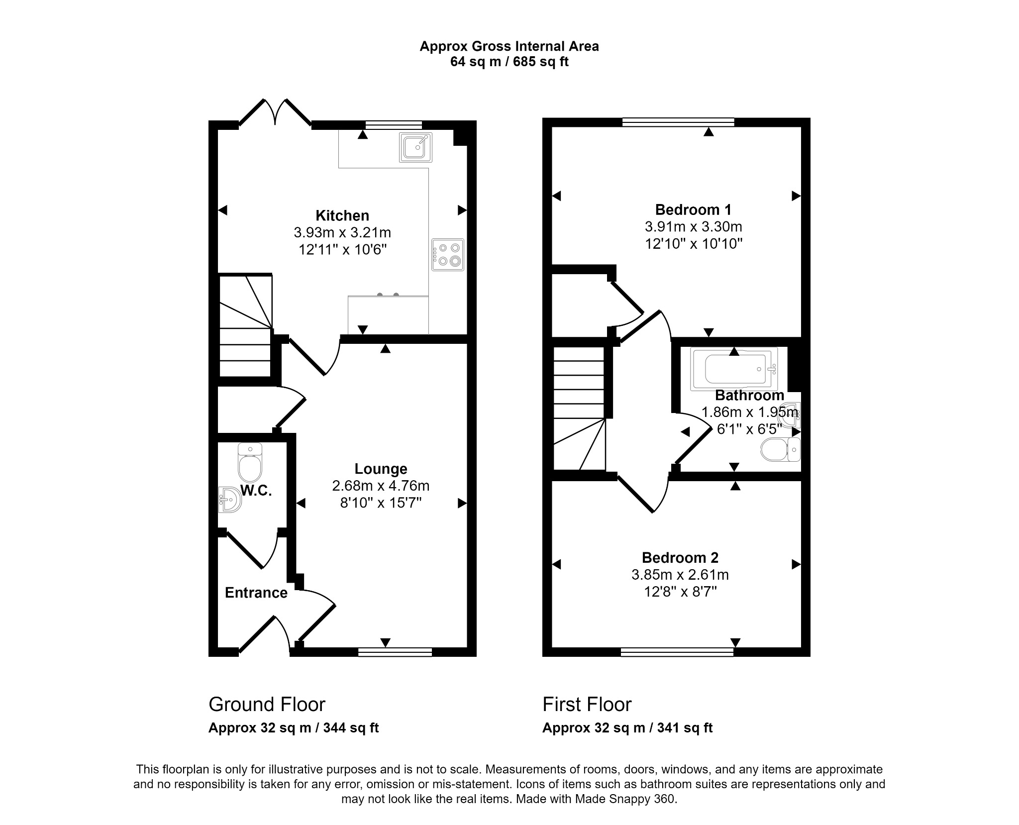 2 bed semi-detached house for sale in Maes Cwyfan, Rhyl - Property floorplan