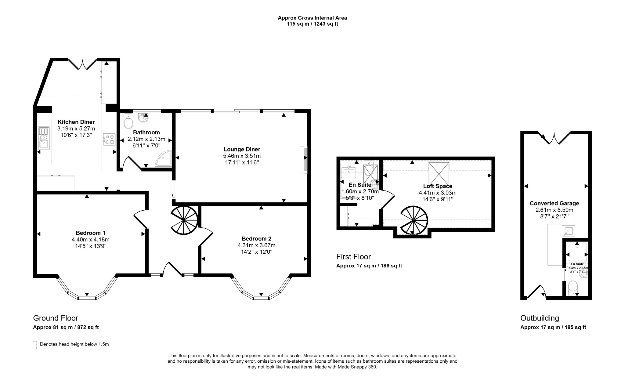 2 bed bungalow for sale in Burns Drive, Rhyl - Property floorplan